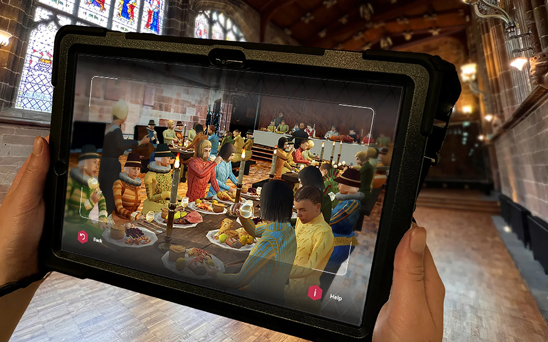 A full banquet scene in the Great Hall