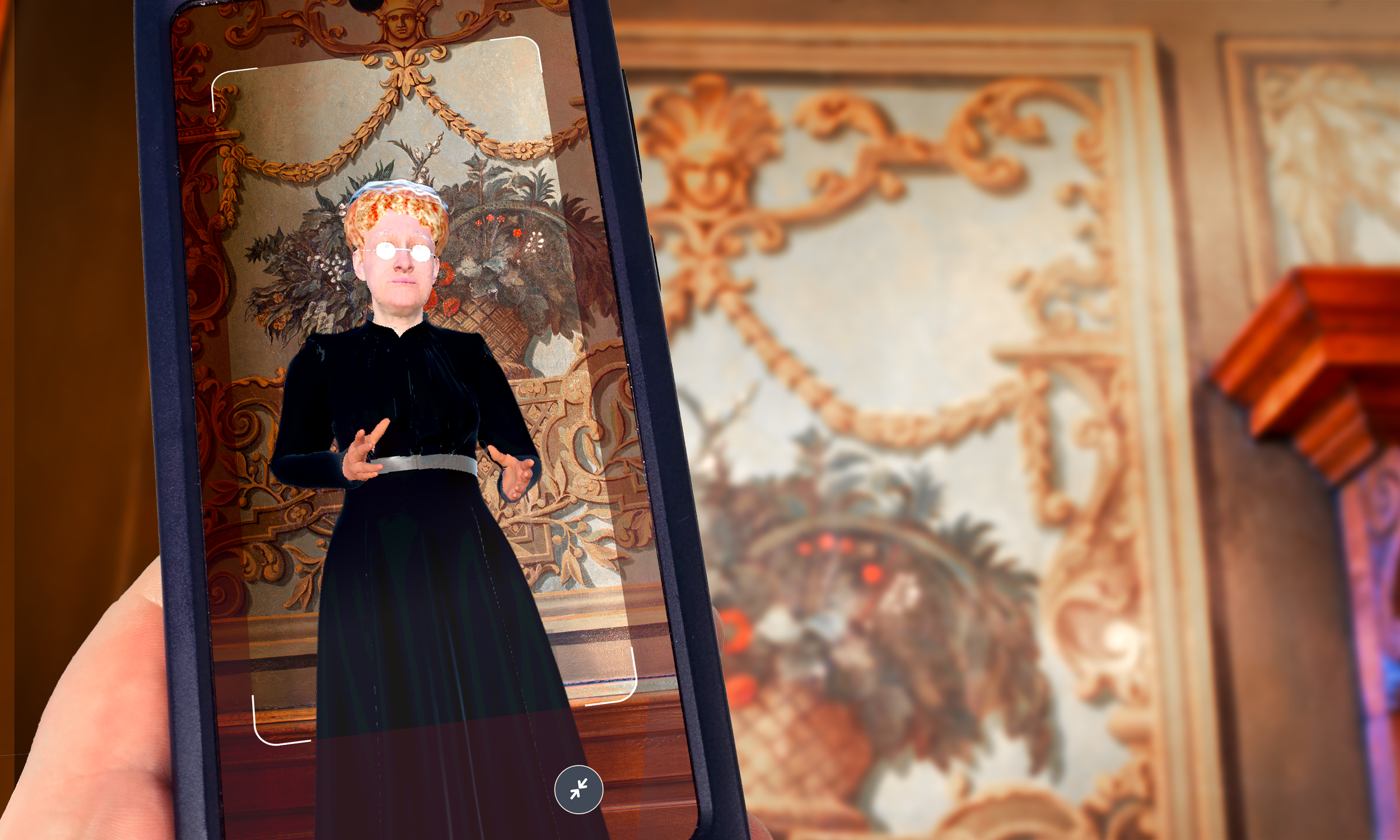 Isla Stewart, Matron of Barts, disucsses the floral motifs either side of the entrance to the Great Hall