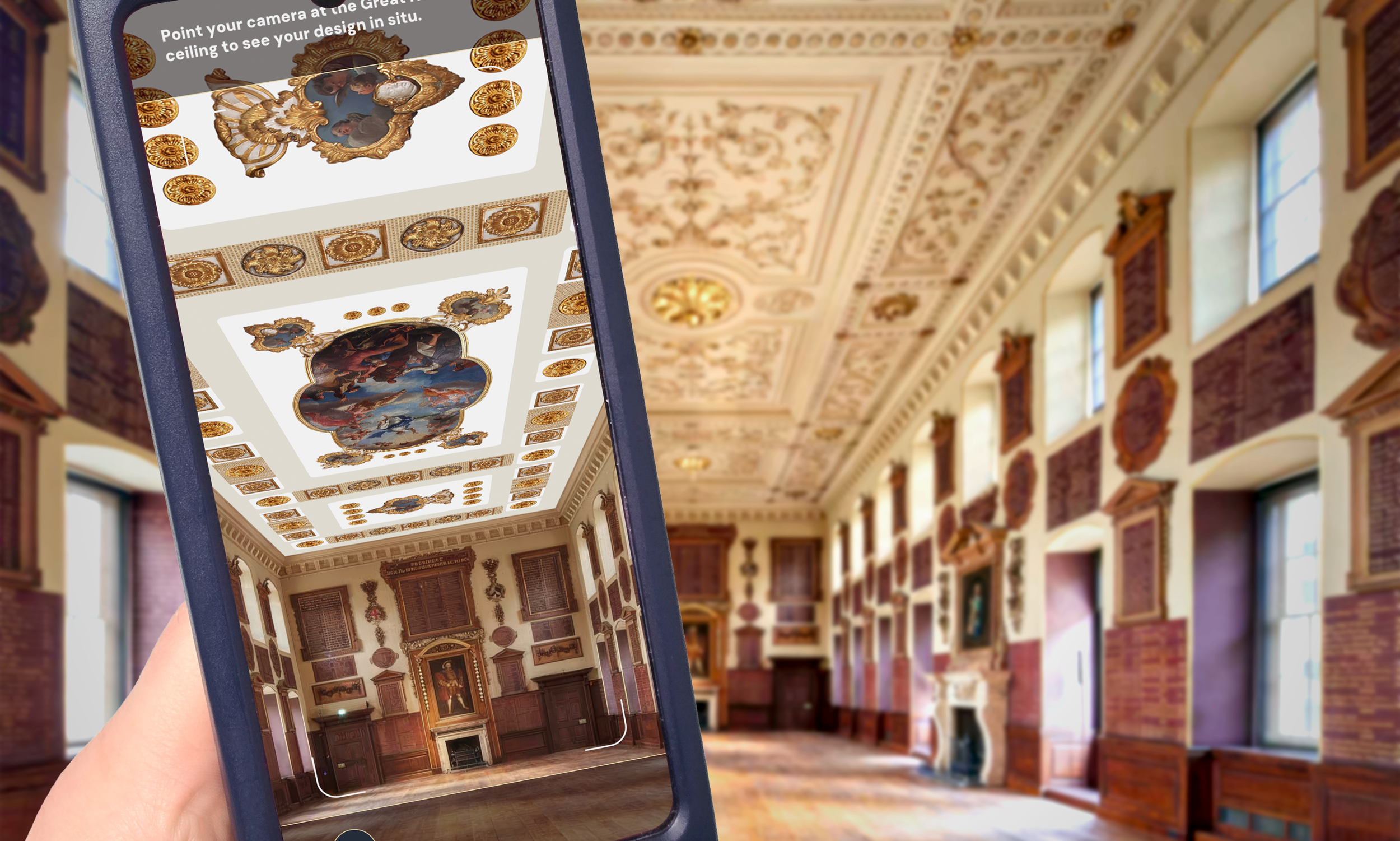 Augmented reality ceiling designer enables visitors to create their own ceiling decorations and view them in situ