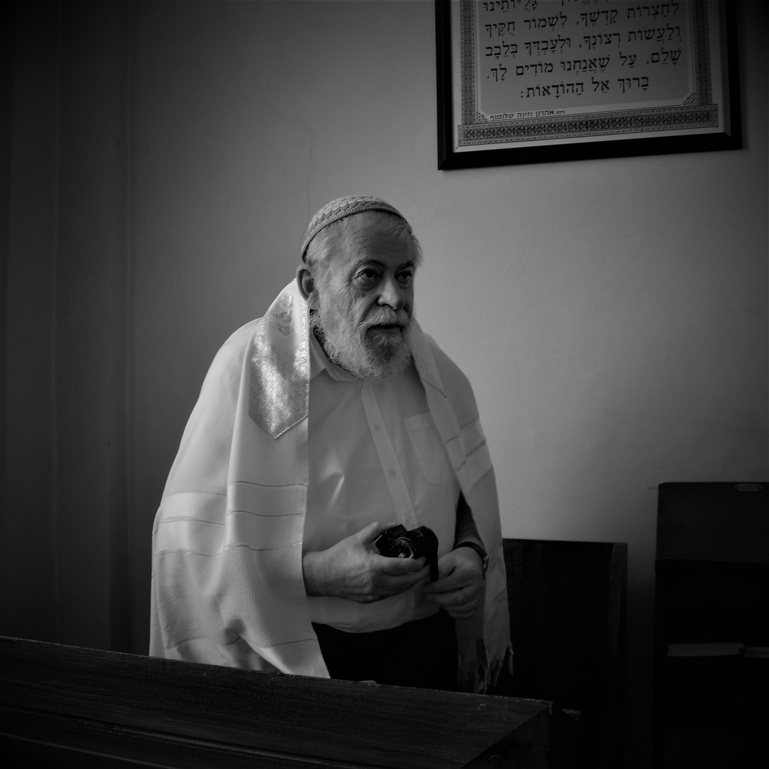 Efraim Karol Sidon, Chief Rabbi of the Czech Republic, after prayers at Prague's High Synagogue. Photo — Shai Afsai