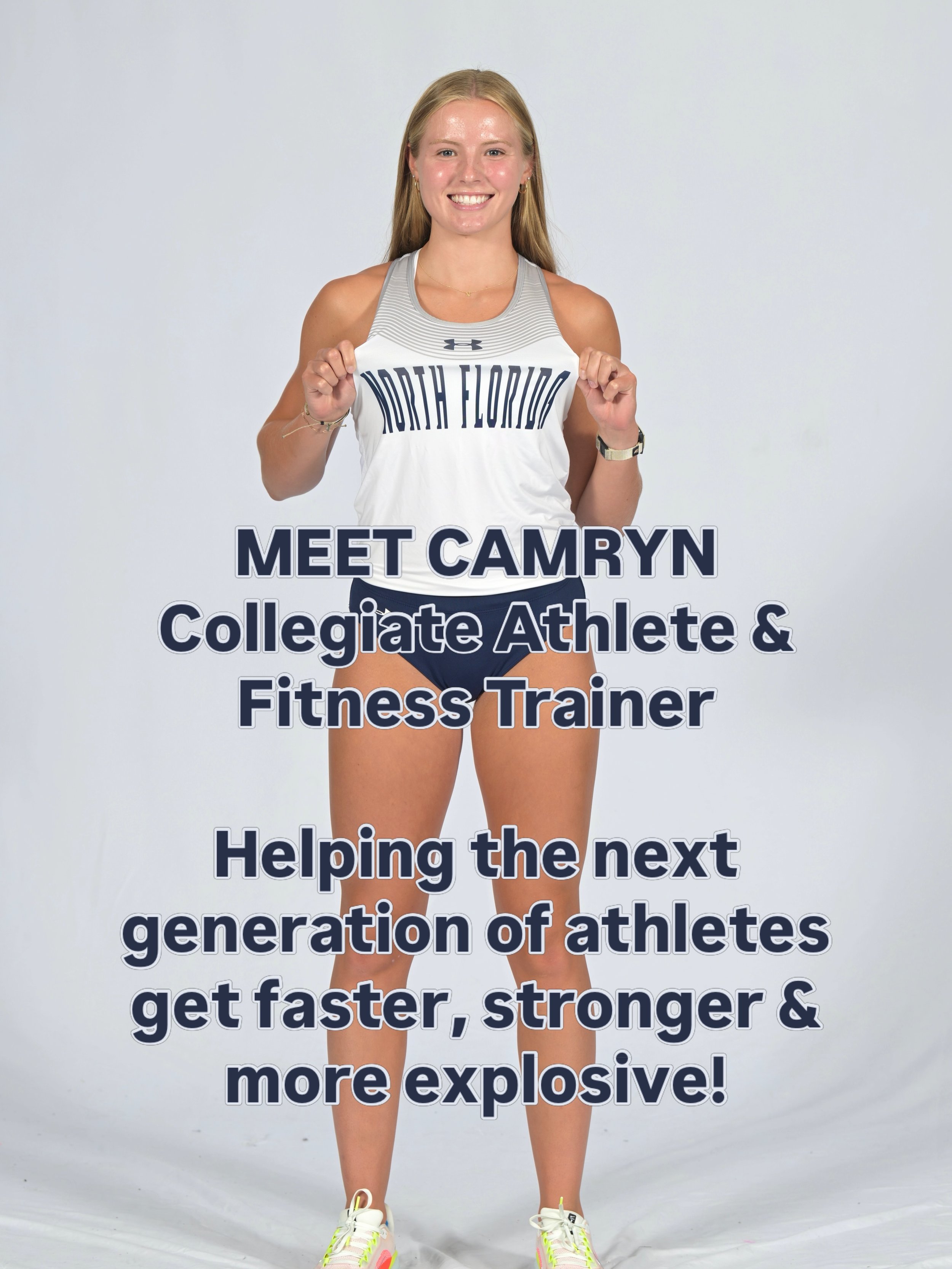 Meet trainer Camryn 💪

Camryn is a senior at the University of North Florida and a collegiate track &amp; field athlete. She&rsquo;s been competing for 10 years in the 100m, 100m hurdles, and 4x100m relay, and is part of UNF&rsquo;s school-record-ho