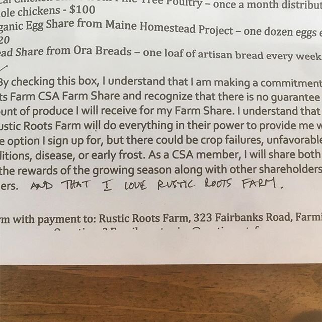 This farm share sign up made our day today! We love our farm share members right back! Sign up info is on our website and we would love grow for you this season.