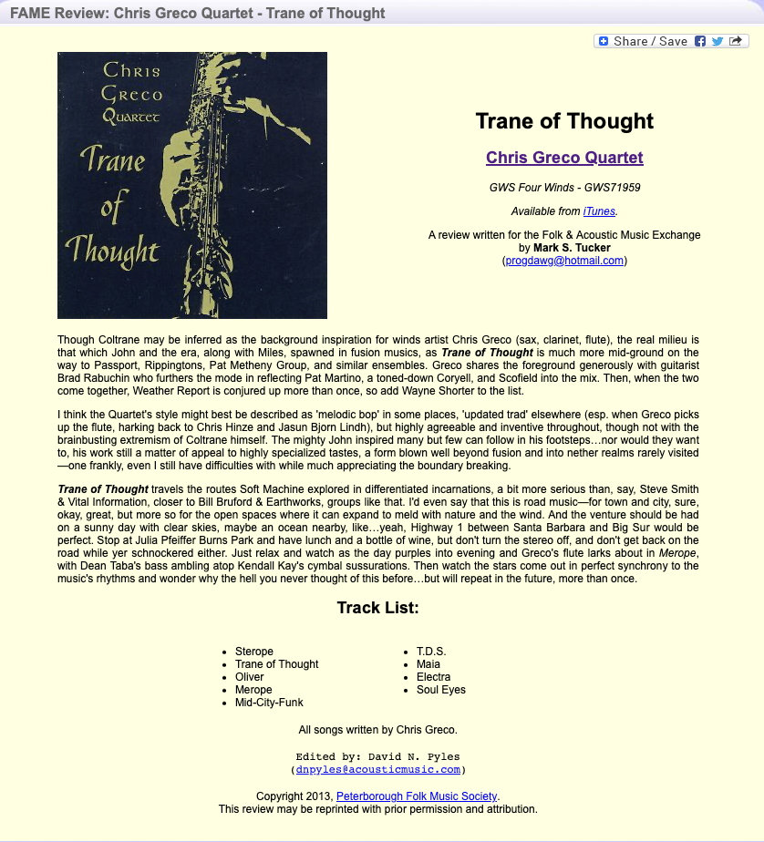 FAME Review | Trane of Thought 2013