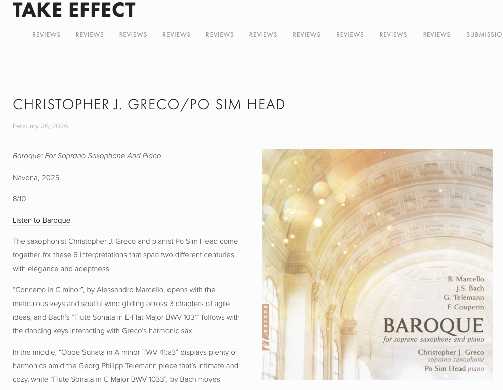 Take Effect - February 26, 2026 | Review of Baroque "refined and elegant"