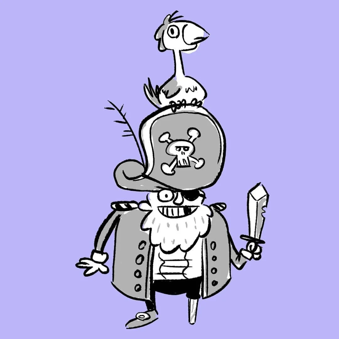 Captain Pegbert (and Dorothy)
.
.
#animation #illustration #procreate #characterdesign #characterart #art #design #pirate #kidlitart #cartoon #chicken #captain #doodle #sketch