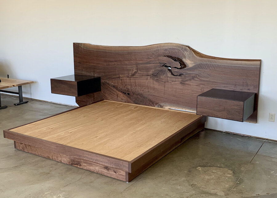 Walnut Slab Bed