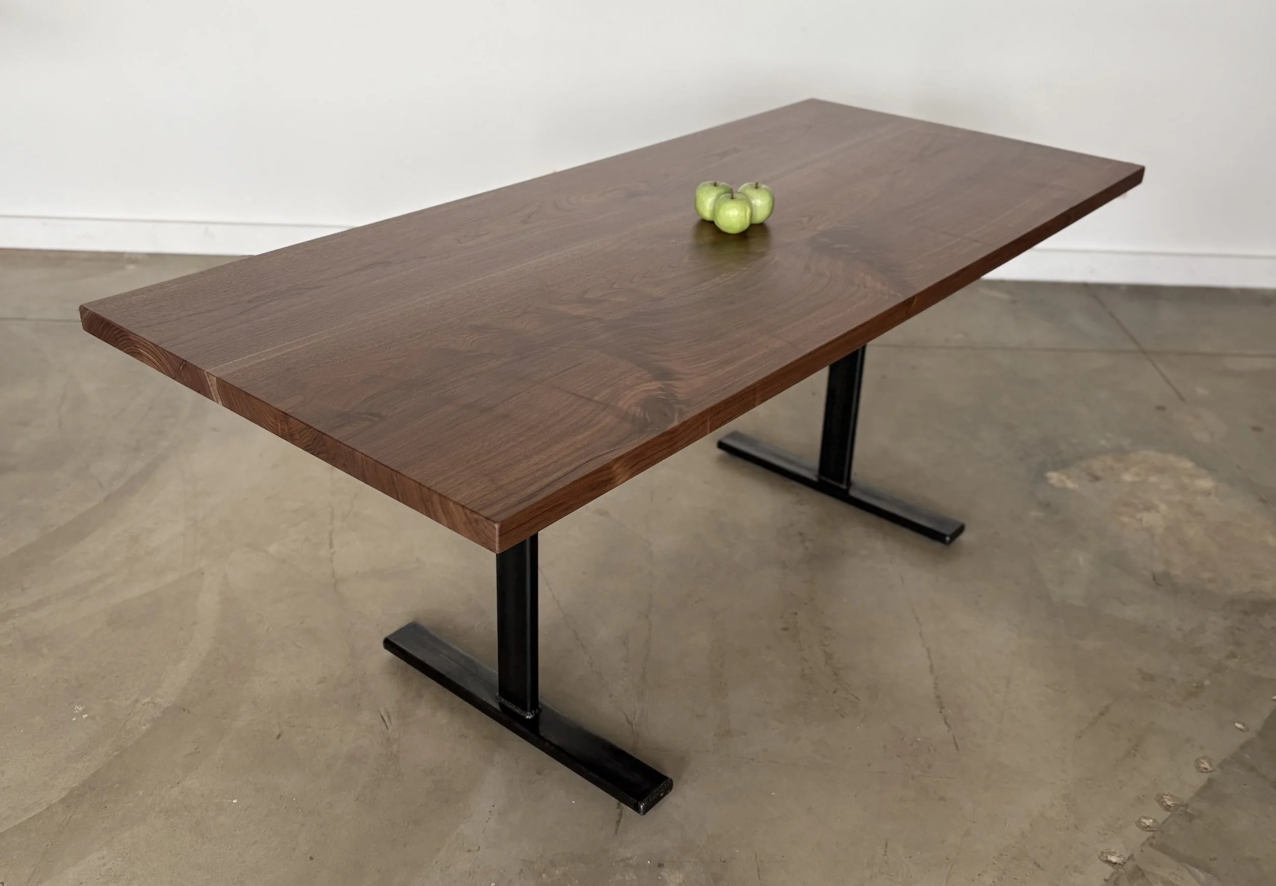 trestle table with walnut top