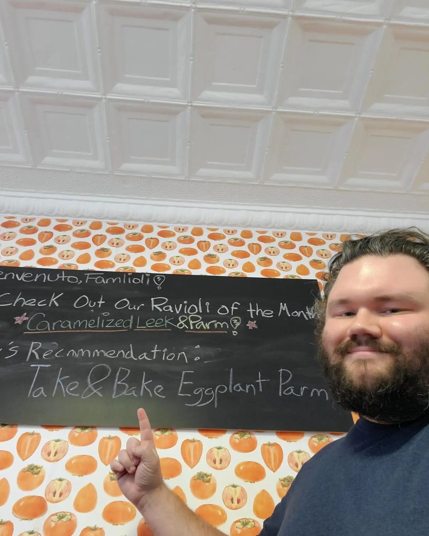 What's up Famlioli?? The shop just opened minutes ago, but James is ready for you to drop on in. Oh! He's got a recommendation from our take&amp;bake selection: a delicious, vegetarian eggplant parm to help you ease into the work week. See you at 230