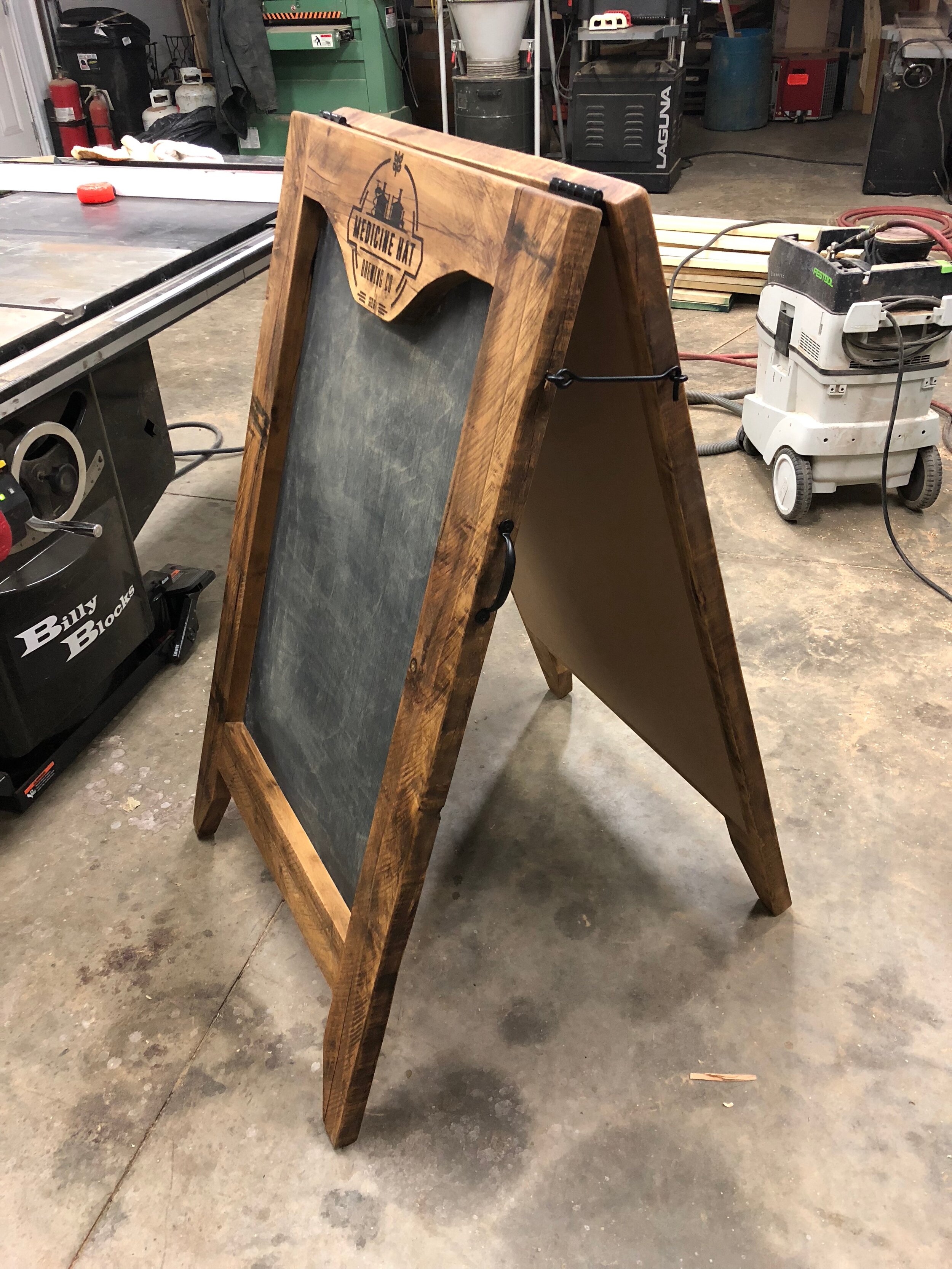 sandwich sign, chalkboard sign, BillyBlocks, engraver, laser engraver, photo etch, signage, custom sign, high quality, unique art, hand crafted, custom furniture, timeless, custom woodwork, solid wood, art