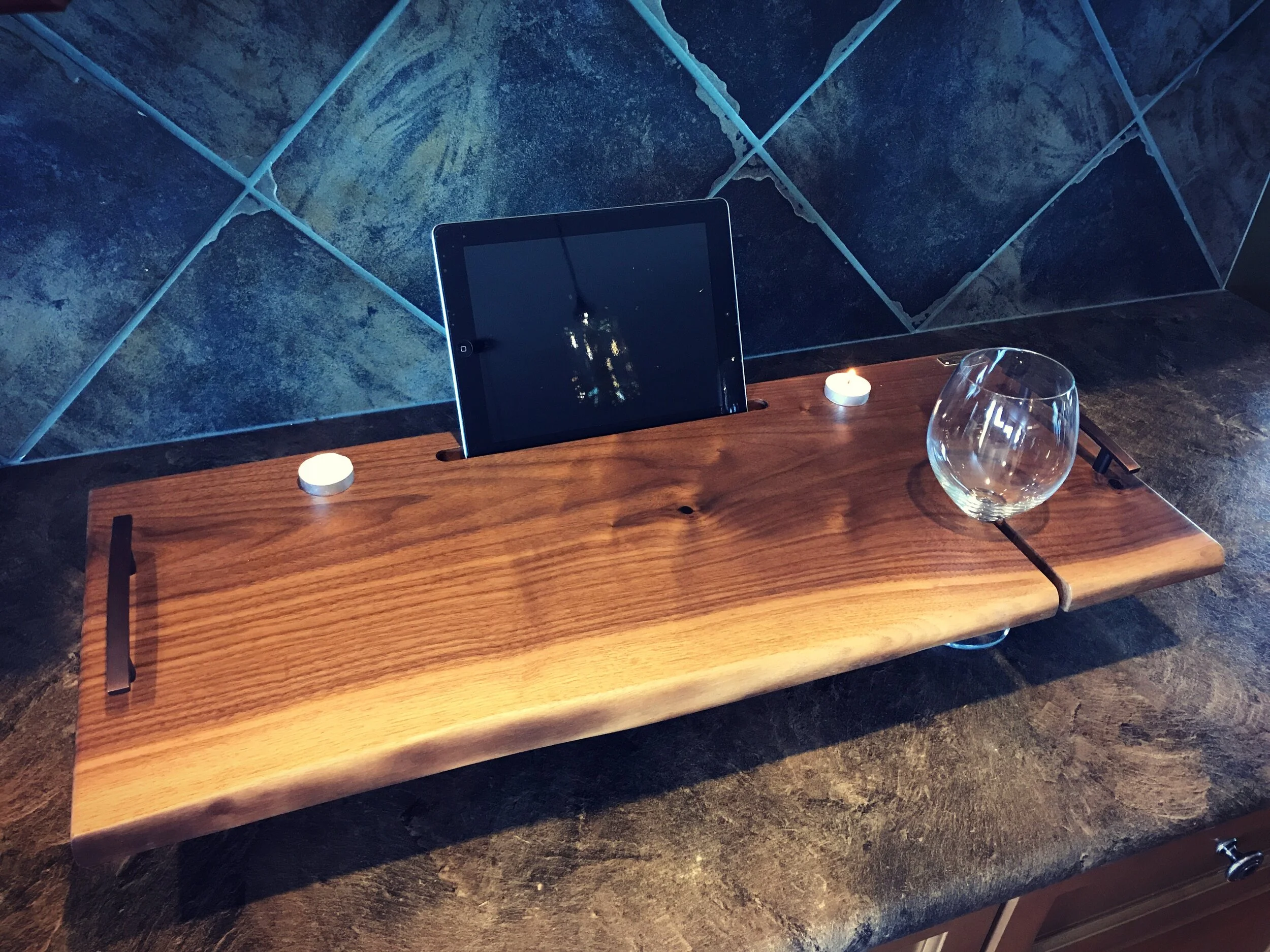 bath caddy, bath rack, BillyBlocks, engraver, laser engraver, photo etch, signage, custom sign, high quality, unique art, hand crafted, custom furniture, timeless, custom woodwork, solid wood, art