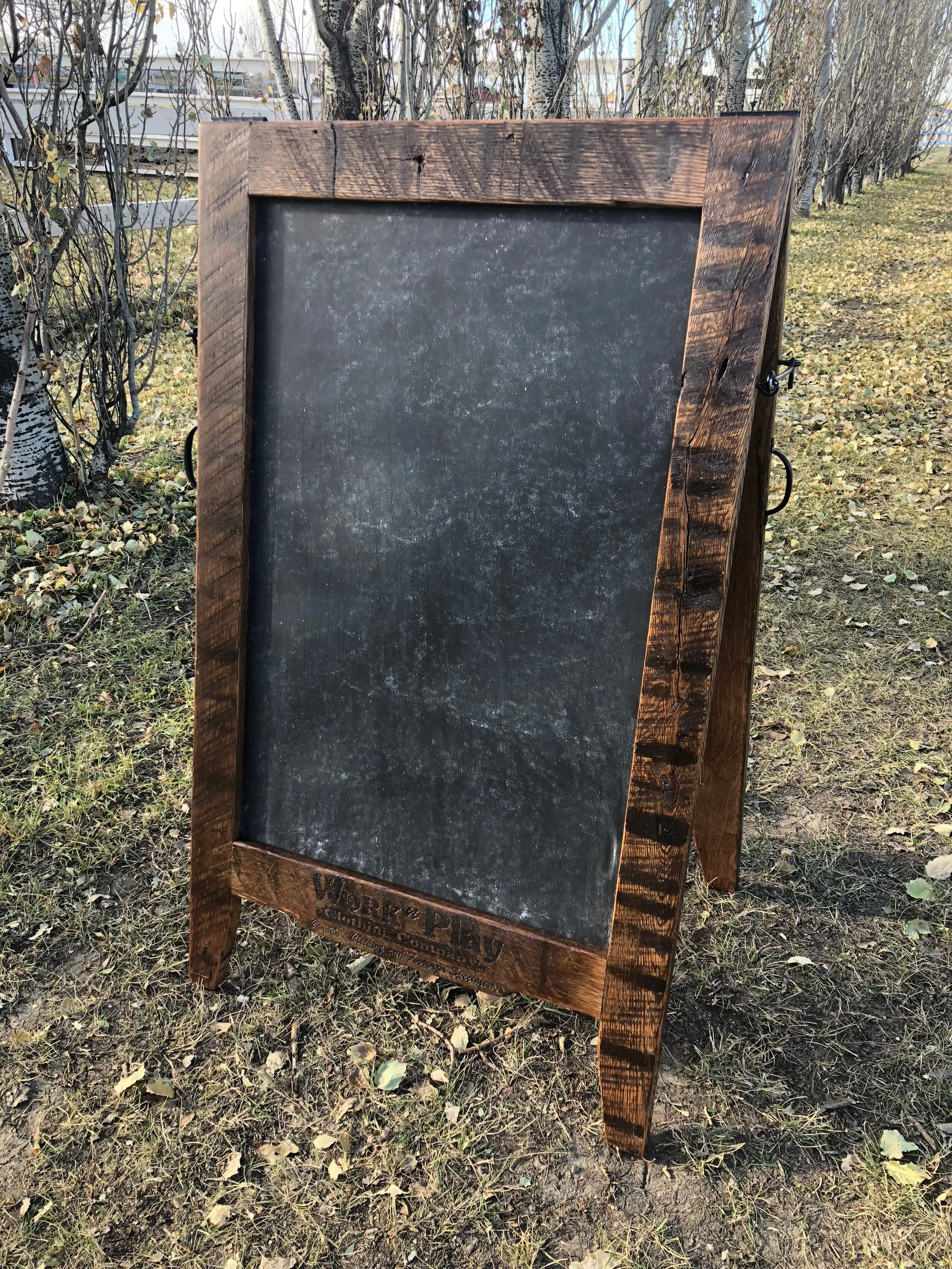 sandwich sign, chalkboard sign, BillyBlocks, engraver, laser engraver, photo etch, signage, custom sign, high quality, unique art, hand crafted, custom furniture, timeless, custom woodwork, solid wood, art