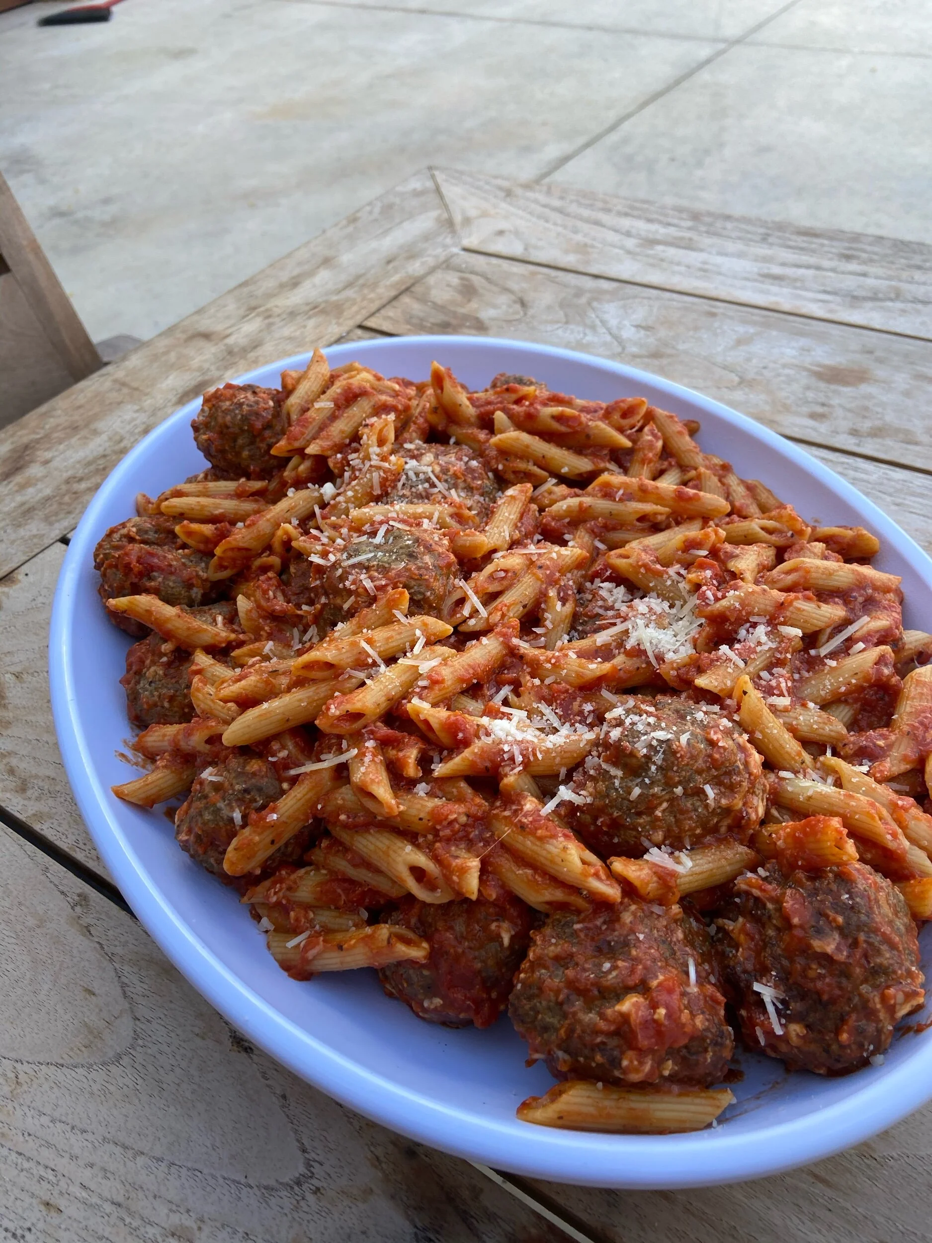 Pantry Penne with Meatballs and Marinara Sauce