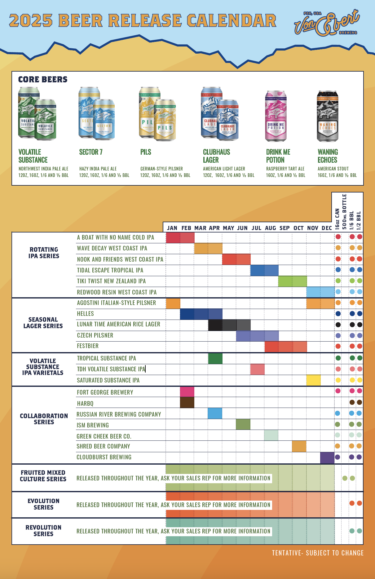 Beer Release Calendar — Von Ebert Brewing