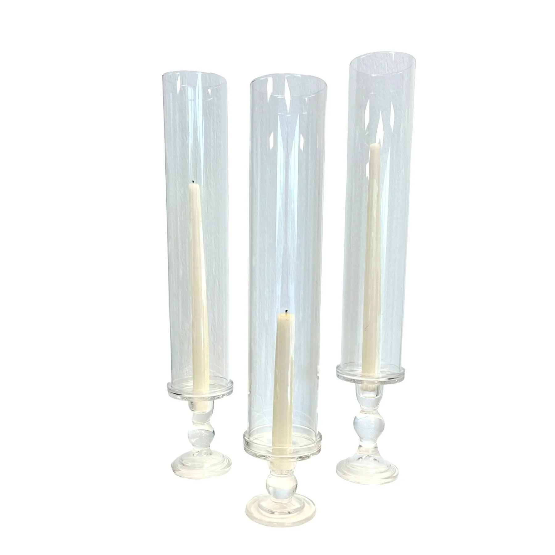 Taper Candle holders with Glass Hurricanes