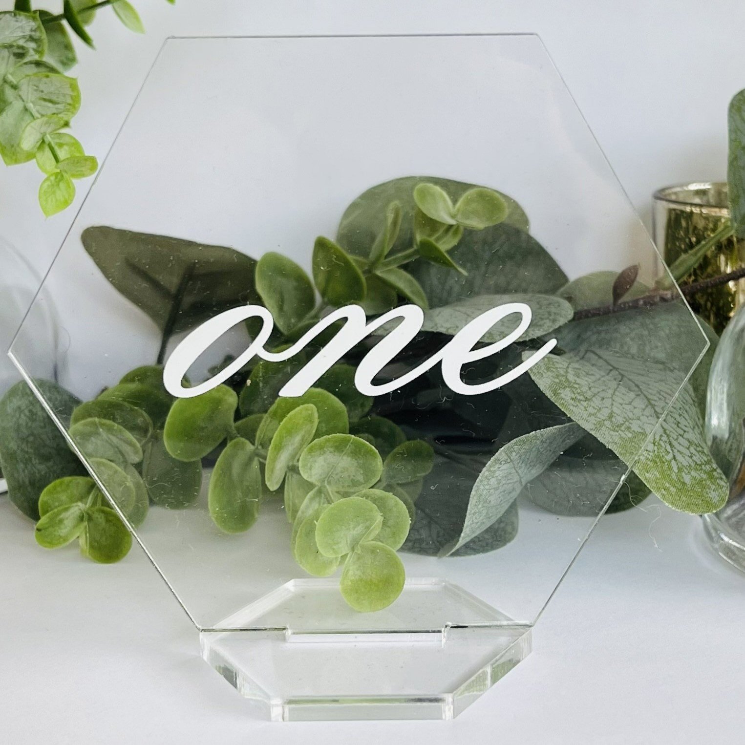 Clear Acrylic Table Numbers - Hexagon