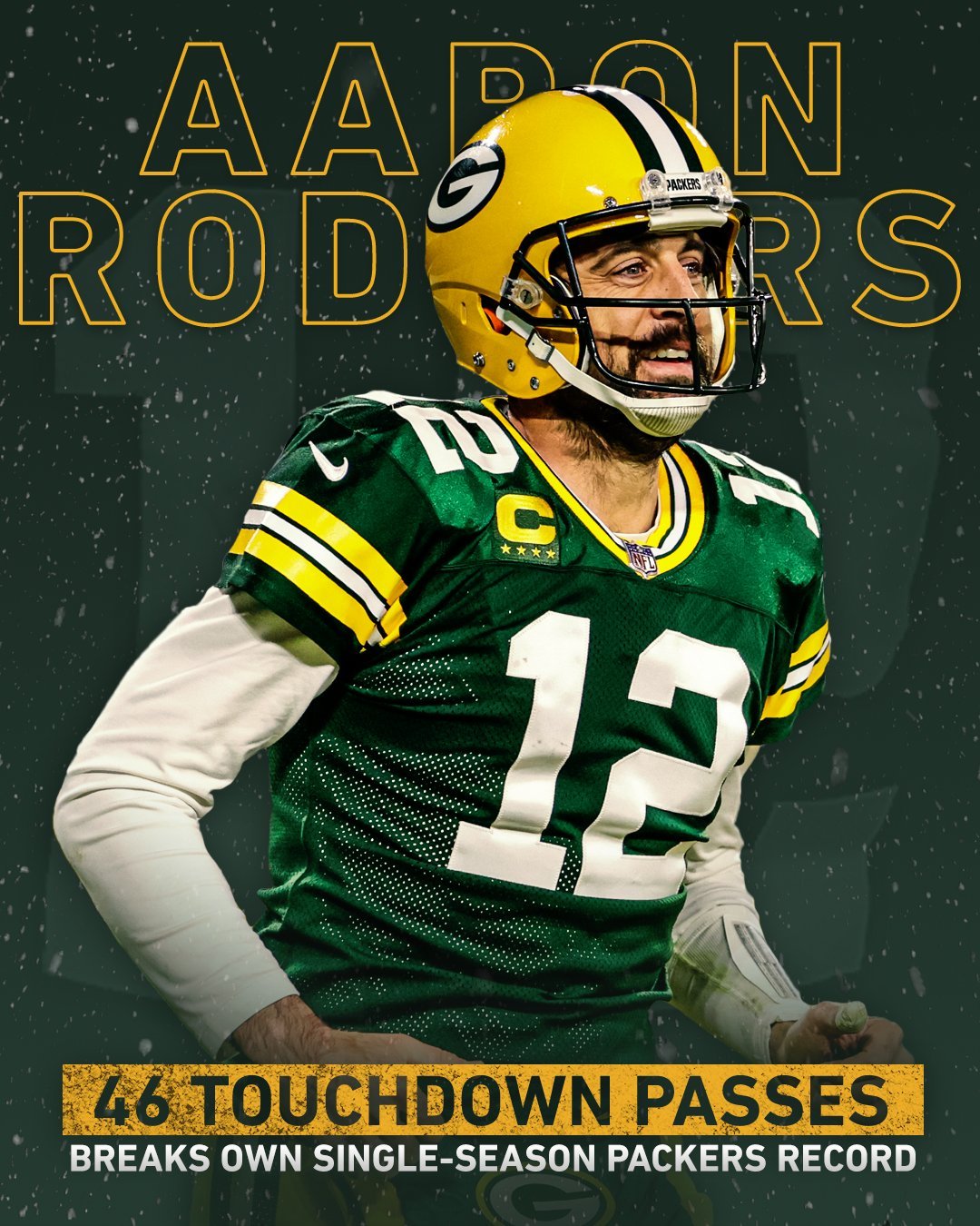 Used for @packers to commemorate Aaron Rodgers breaking his own single-season touchdown record. 