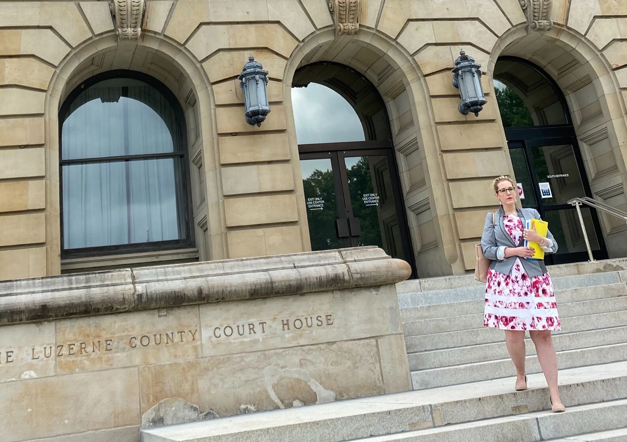 Joanna in front of the Luzerne County Court House.