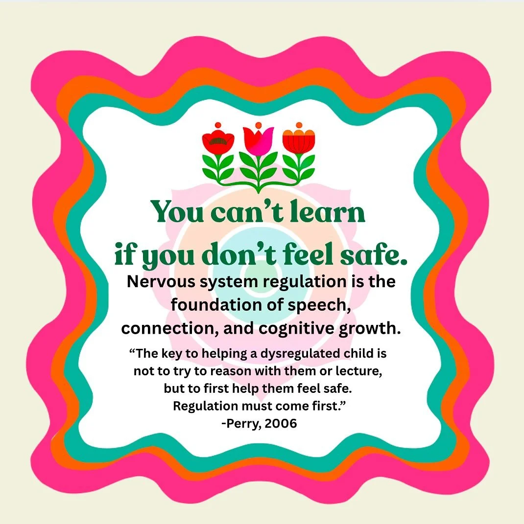 Slide 1:
Text says &ldquo;You can&rsquo;t learn if you don&rsquo;t feel safe.&rdquo; Explains that nervous system regulation supports learning and connection.

Slide 2:
Text says &ldquo;Why Safety Matters for Learning.&rdquo; Describes how stress mak