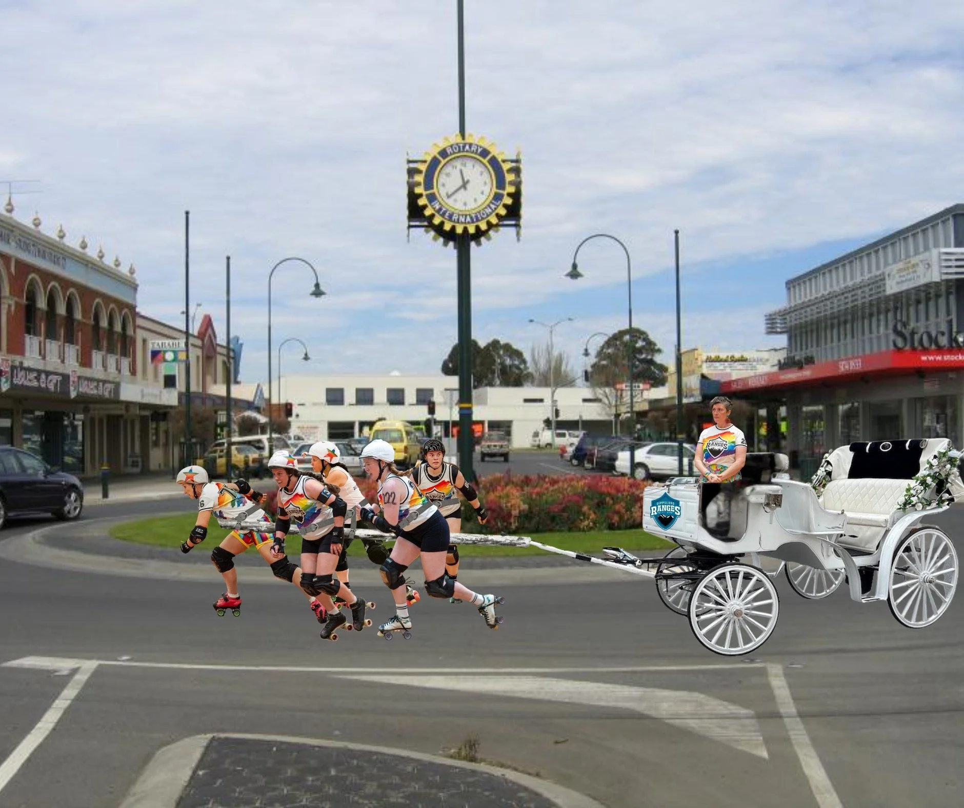 Due to the rising cost of fuel, Gippsland Ranges Roller Derby is proud to announce it will soon begin offering Derby-Powered carriage rides through Traralgon's CBD. 

#fuelefficient #peoplepowered #aprilfools