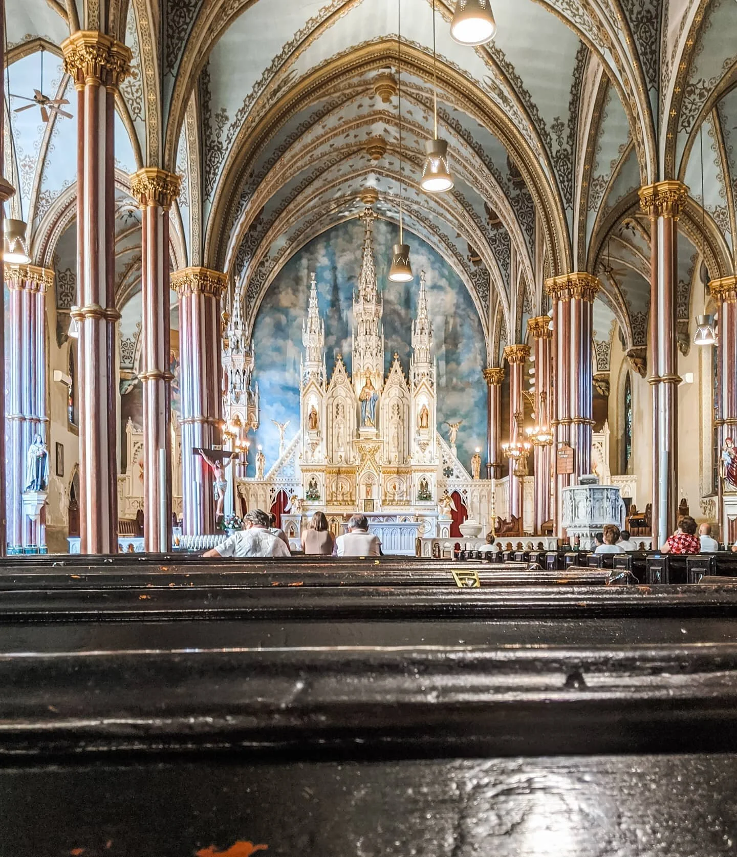 (Picture taken before Mass started)

My view from the church pew today. I am absolutely in awe of this beautiful imagery of Mary, Queen of heaven. The atmosphere of this space was so full of reverence and helped feel more in touch with heaven and the