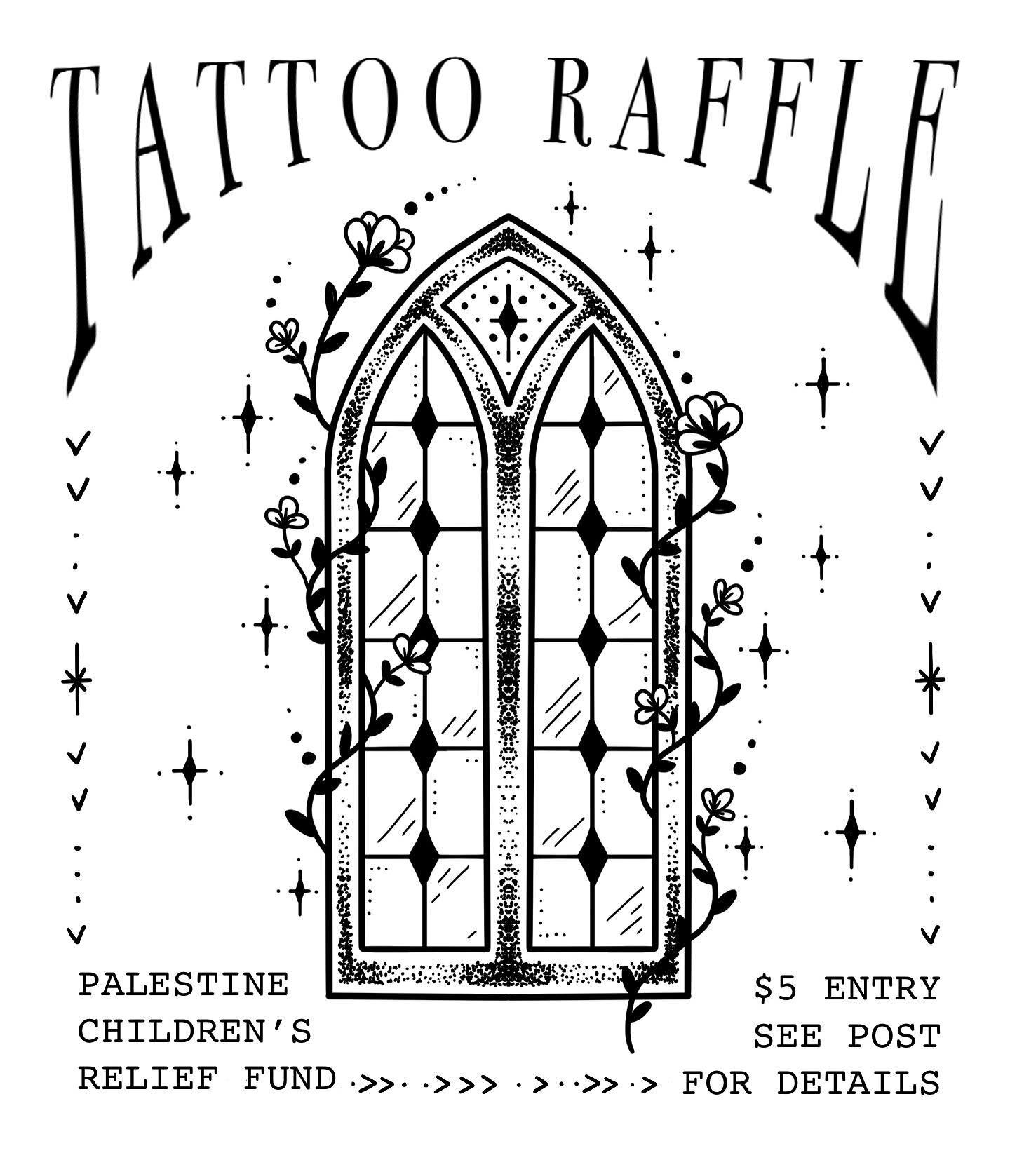&bull;*⊹ TATTOO RVFFLE ⊹*&bull;
Winn3r will receive a $500 tattoo credit and first choice towards any upcoming flash sheet. All proceeds will be donated to @thepcrf 
How to enter:
&bull; 1 entry = $5
&bull; Enter as many times as you want (adjust amo
