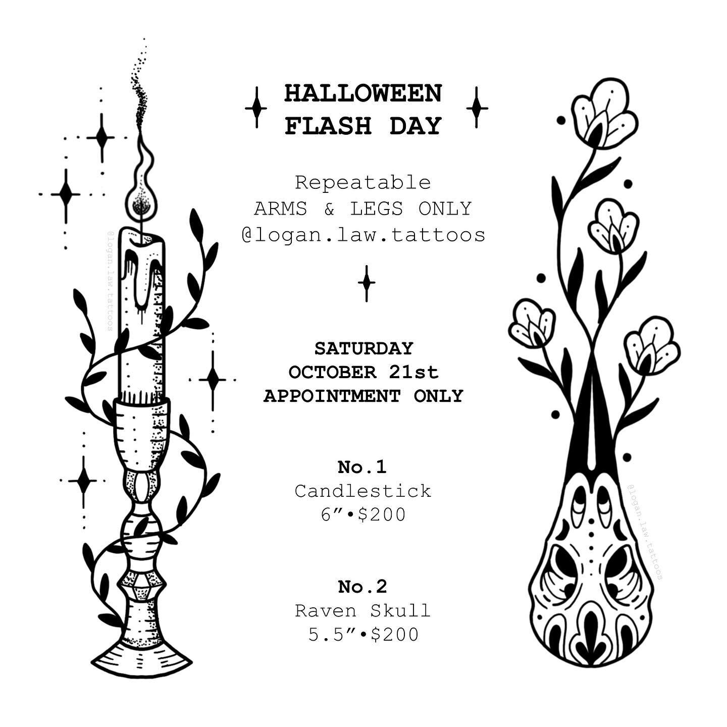 ✶ Halloween Flash Day ✶
**Edit: fully booked** Mikki, Hiri and I will be doing a flash event Saturday October 21st! I will be booking these tomorrow on my website at 12pm MDT ☾

⊹ $200
⊹ Sizing as listed
⊹ Arms &amp; legs only
⊹ $50 deposit to book
⊹