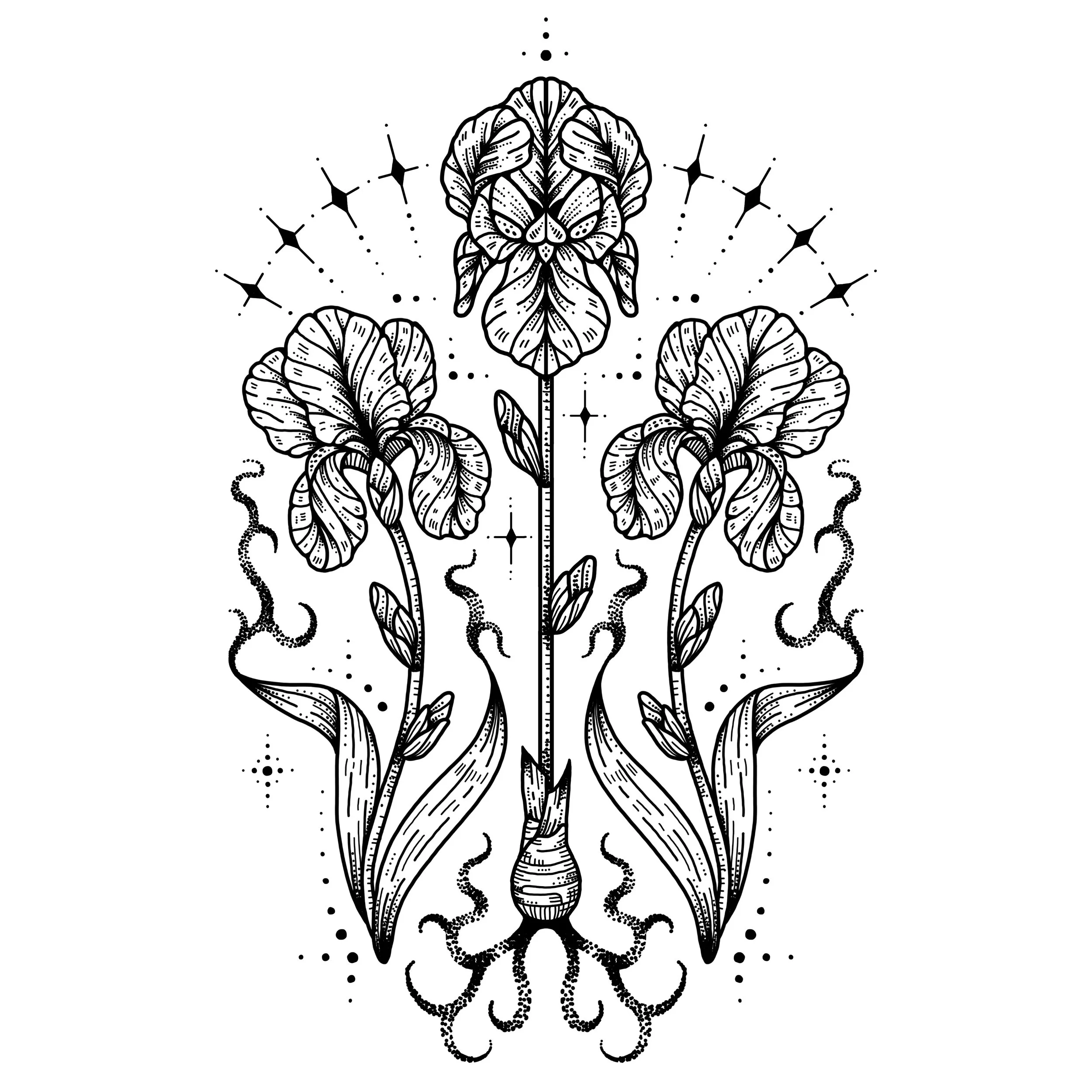  TRIPLE IRIS BACKPIECE 
Starting at $3500+ Pricing dependent on body stature and amount of sessions (3-4 sessions expected) $400 deposit to claim