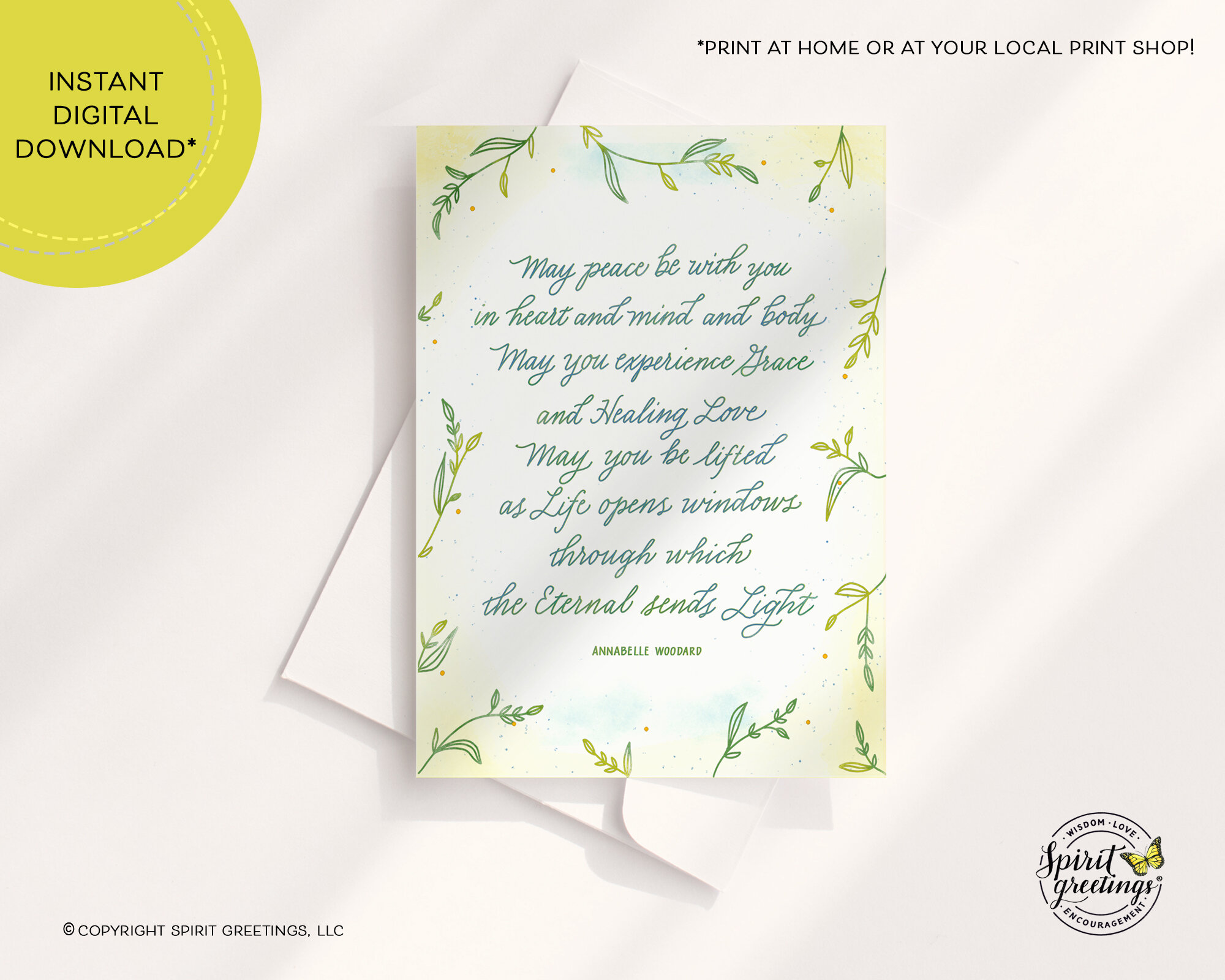 "Prayer for Peace by Annabelle Woodard" Card (Green)