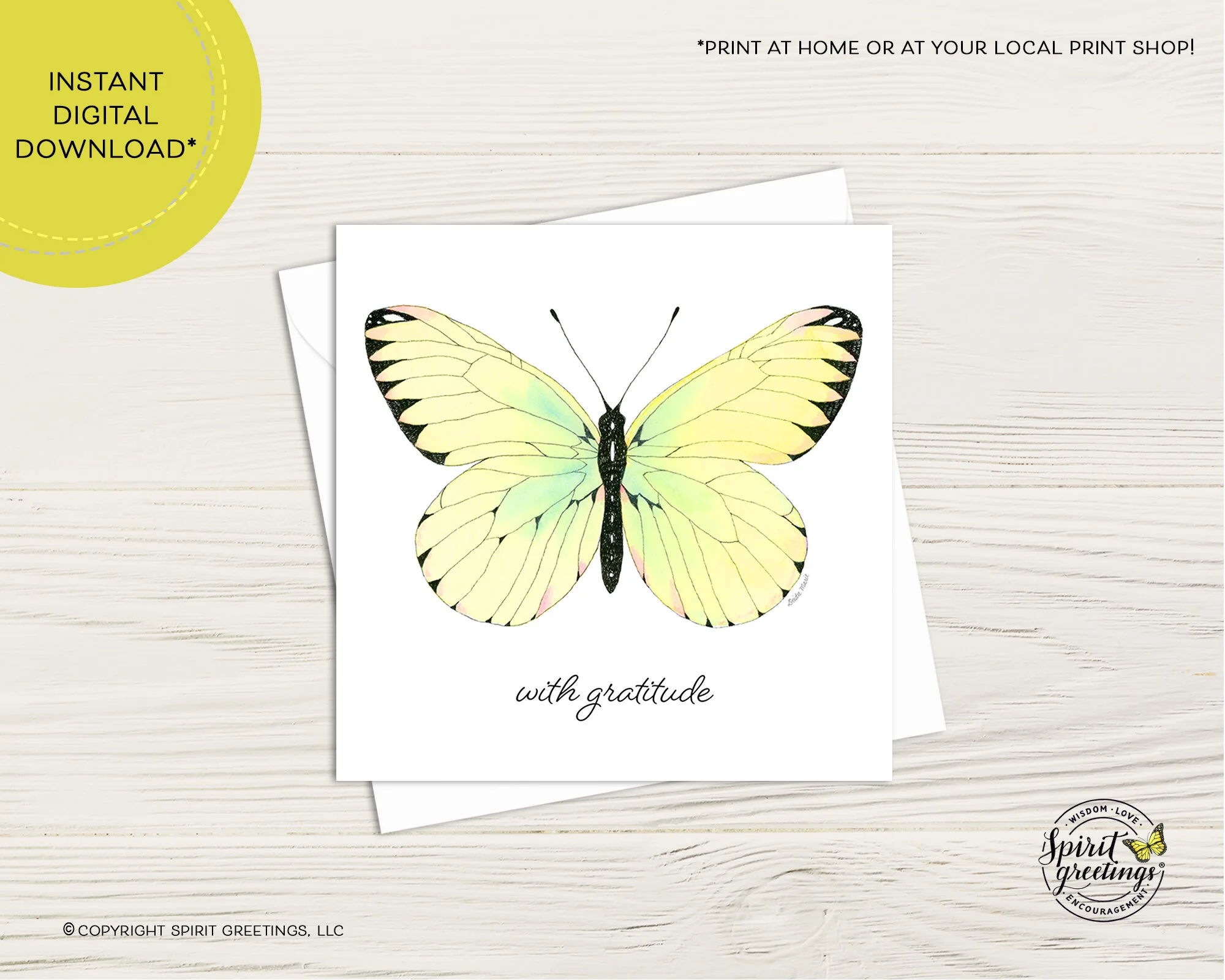 "With Gratitude Butterfly" Card