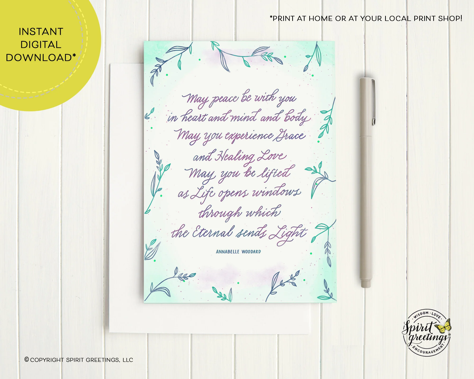 "Prayer for Peace by Annabelle Woodard" Card (Blue)