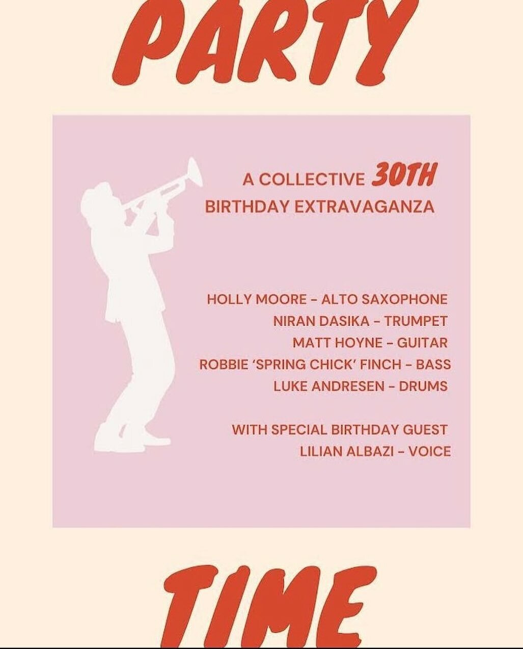 Help me alleviate some of the existential dread 😱 around turning 30 a few weeks ago by celebrating a collective 30th birthday party organised by the one and only @hollyyymoore Next Wednesday the 29th (a cruel date to choose) at @thejazzlab featuring