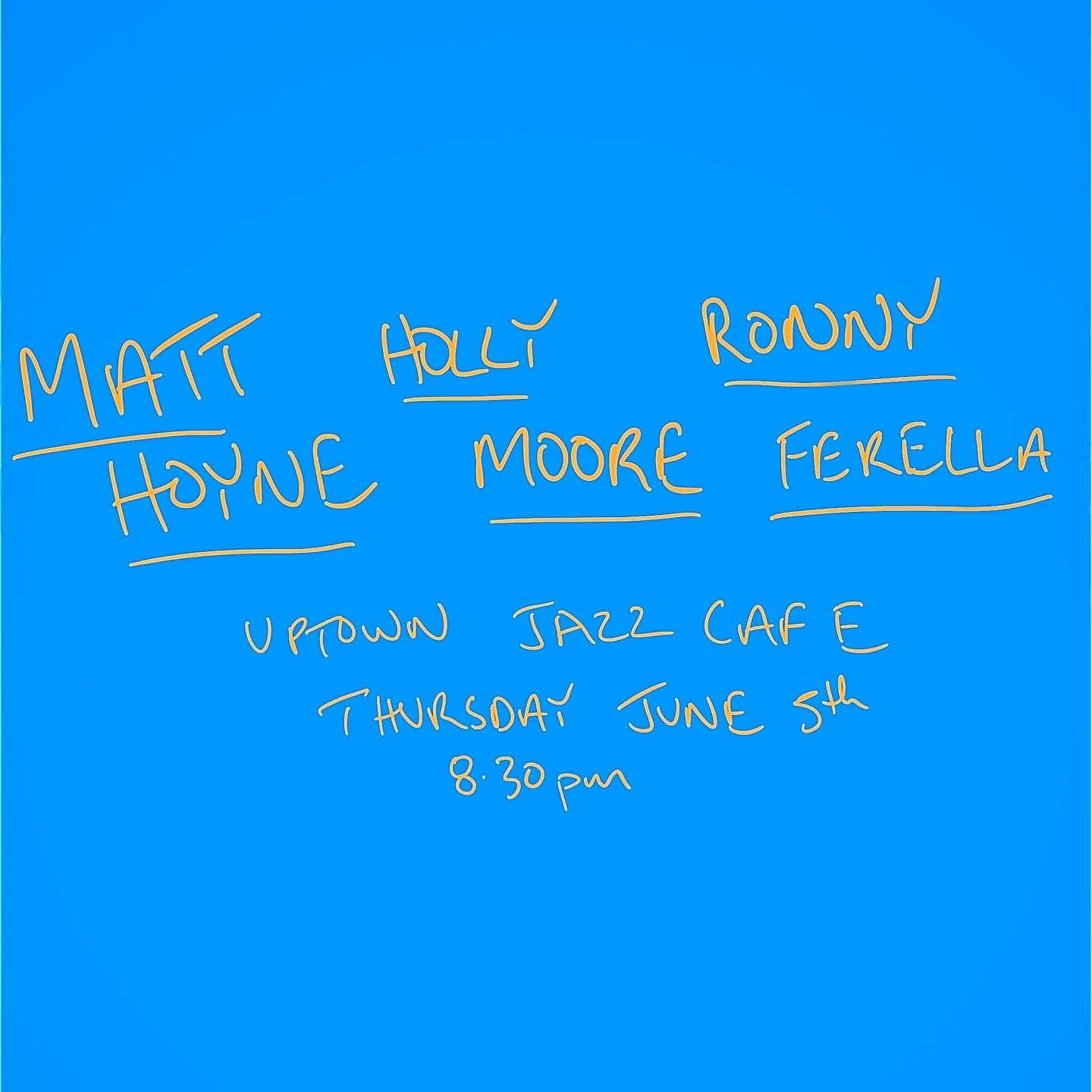 Next week, I&rsquo;m delighted to be playing some of my music with deadset legends @hollyyymoore and @ronnyferella at @uptown_jazz_cafe Thursday June 5th, music from 8.30pm 🥰😍🥰 see you there!