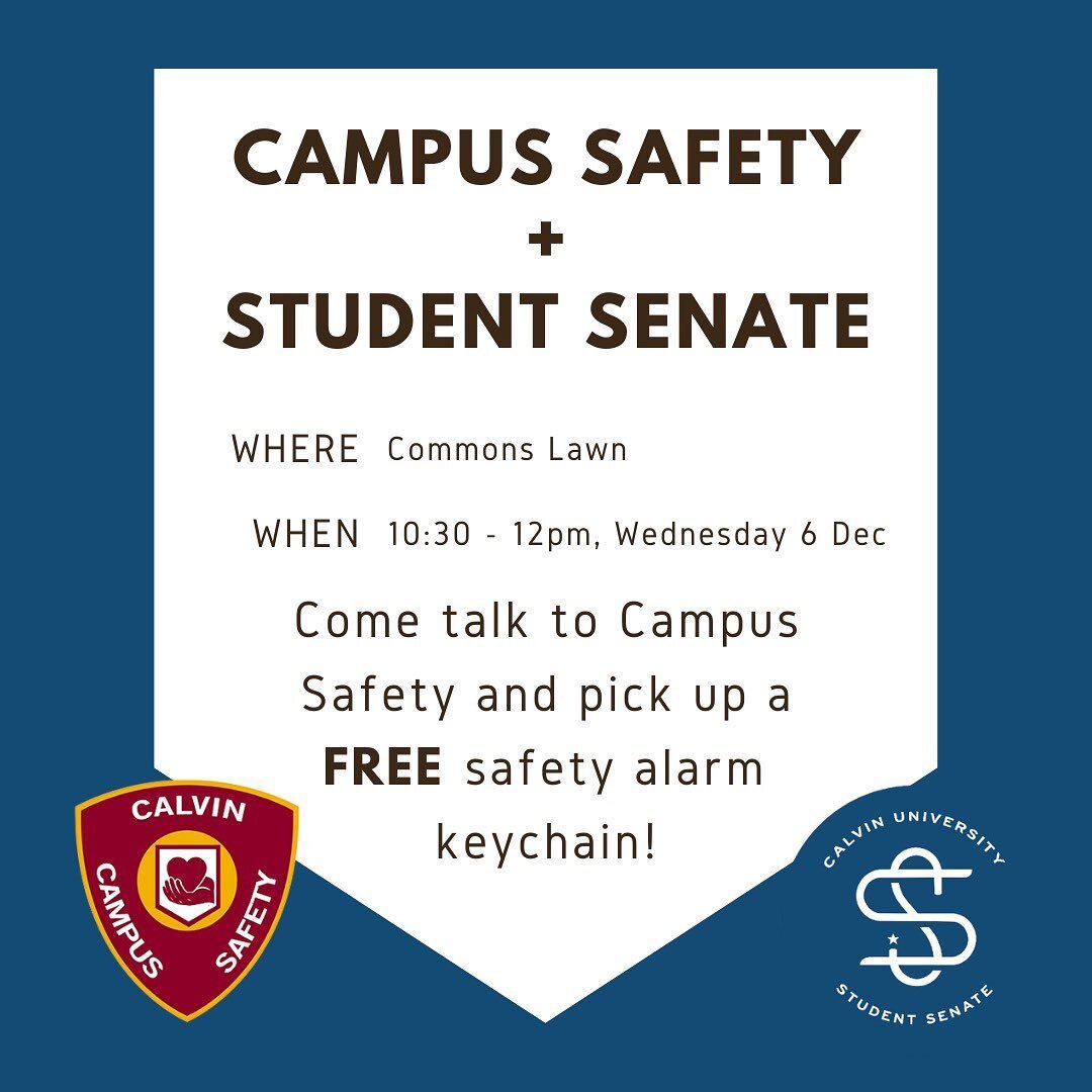 To kick off our safety on campus initiative we will be handing out FREE safety alarm keychains! Stop by briefly to engage with campus safety officers and our student senators TOMORROW!!
