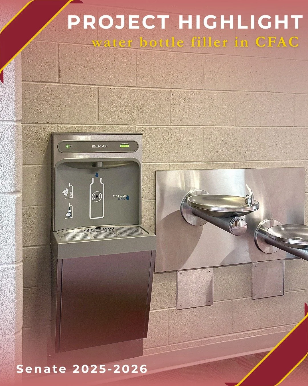 Shoutout new water bottle filler in CFAC 🥳

Thank you to Calvin facilities and the Calvin Accessibility Committee (CAAC) for partnering with us to fund this project! 
We heard your need and made it happen 🫡