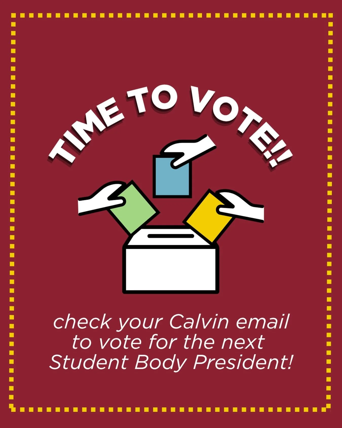 VOTE VOTE VOTE 
go vote through the link in your emails for your future student body president to show your support 🙌🏼