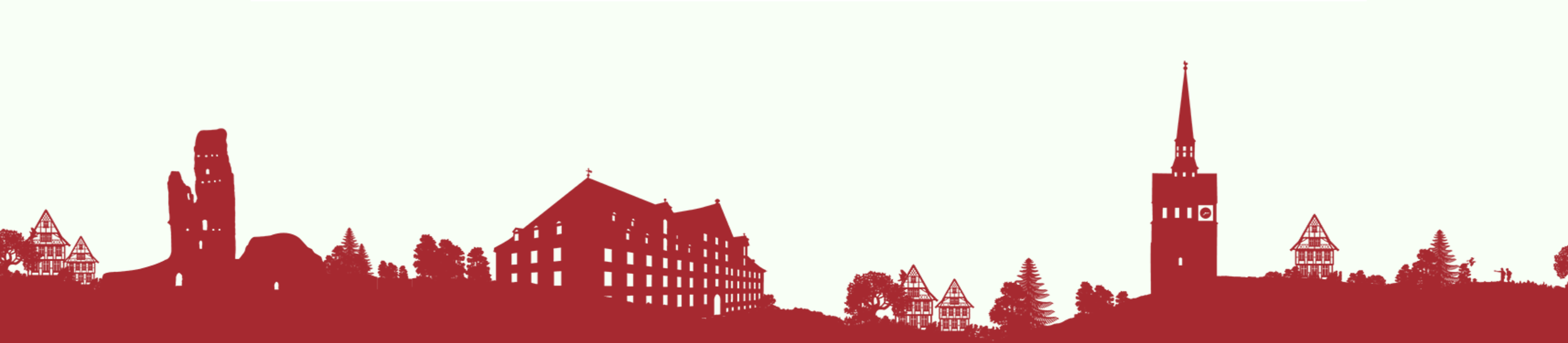 Stadtshilouette Osterode in rot. Projekt Innenstadtvision von Osterode.