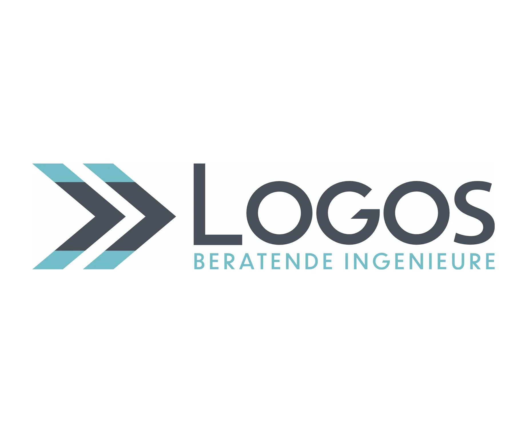 Logo von Logos, Beratende Ingenieure, bestehend aus drei blauen Pfeilen und dem Schriftzug 'LOGOS' mit Untertitel 'BERATENDE INGENIEURE'.
