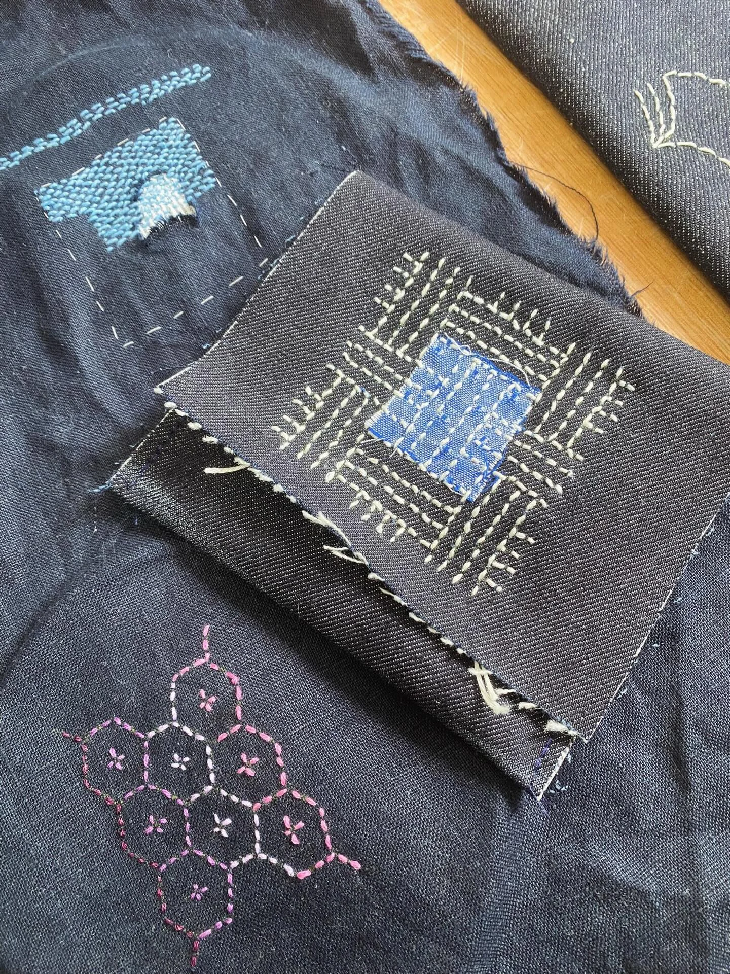 Some of the beautiful and super creative work from this weekends Sashiko embroidery workshop 💙
We have loads more fabulous workshops available to book, whether you&rsquo;re interesting in learning a new skill or finessing an existing talent. Do chec
