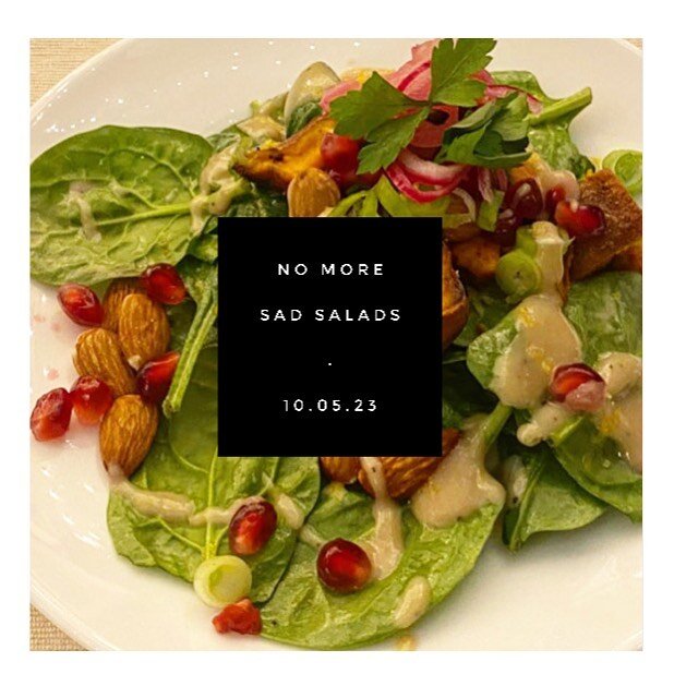 NO MORE SAD SALADS!
Cooking Class 
Wednesday 10th May
6.30 pm - 9.30 pm
&pound;45/head
.
If you were anything like me, you grew up hating salads! Believing them to be a limp mix of iceberg lettuce, tepid tomatoes, soggy cucumber and harsh wedges of r