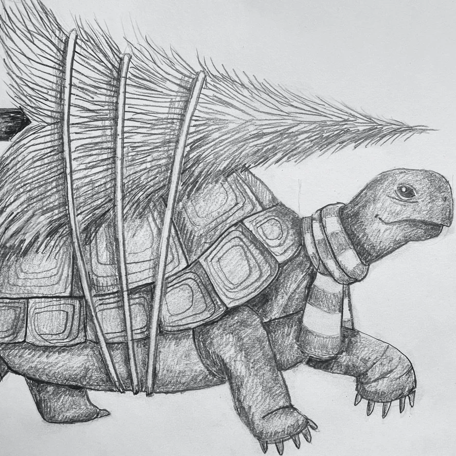 XMAS TORTOISE Drawing Pre-recorded Class 60 mins (kids/teens/adults) £8.00 