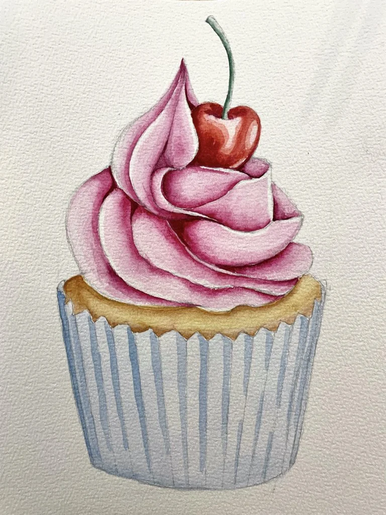 CUPCAKE Watercolour Pre-recorded Class 100 mins (teens/adults) £8.00