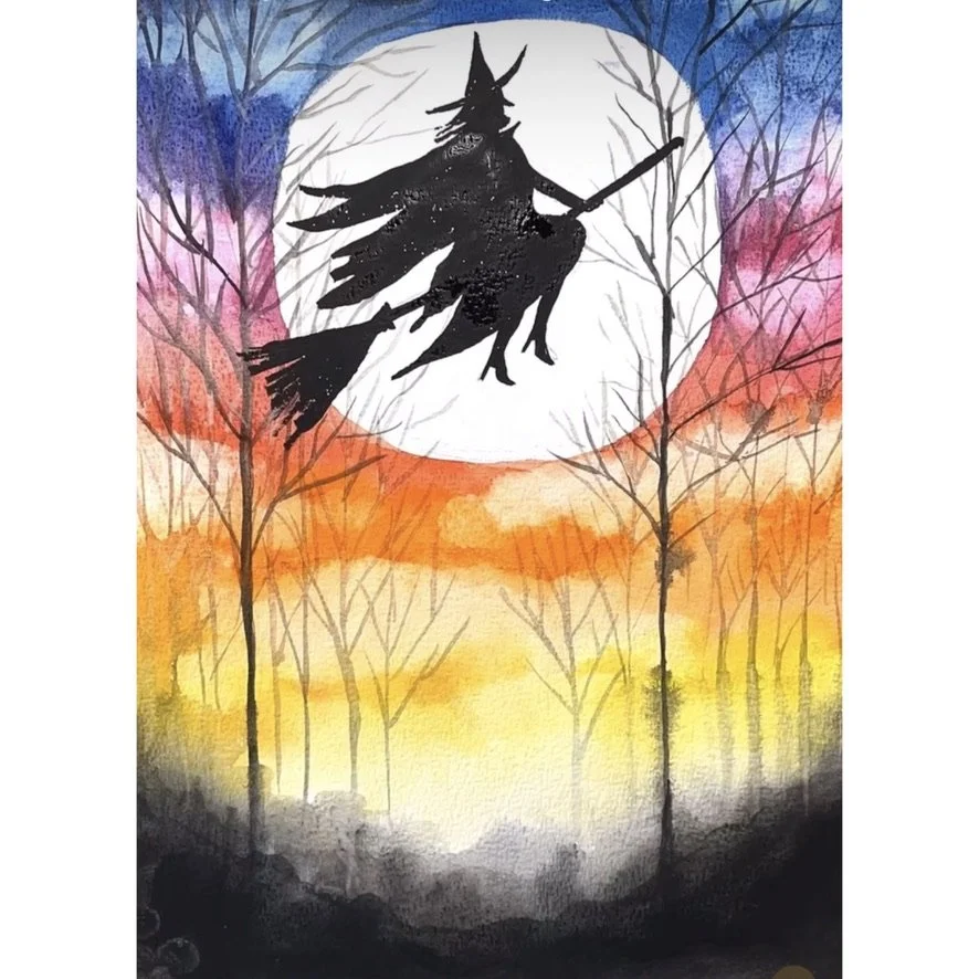 HALLOWEEN WITCH Watercolour Prerecorded Class 70 mins (kids/teens/adults) £2.00