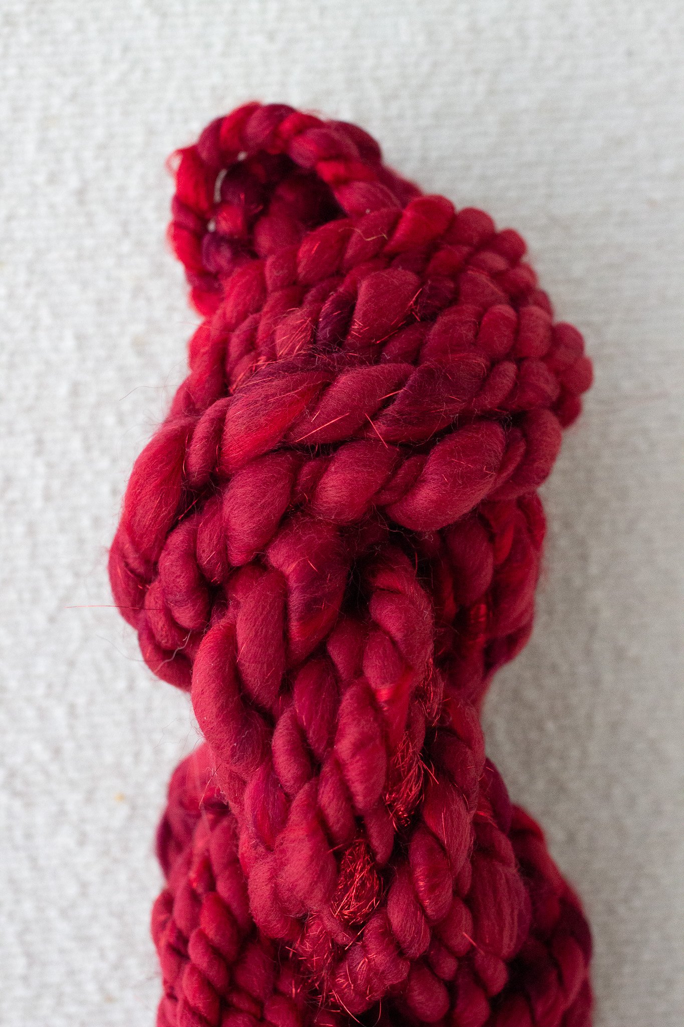 Handspun Two Ply Art Yarn Cranberry Sauce
