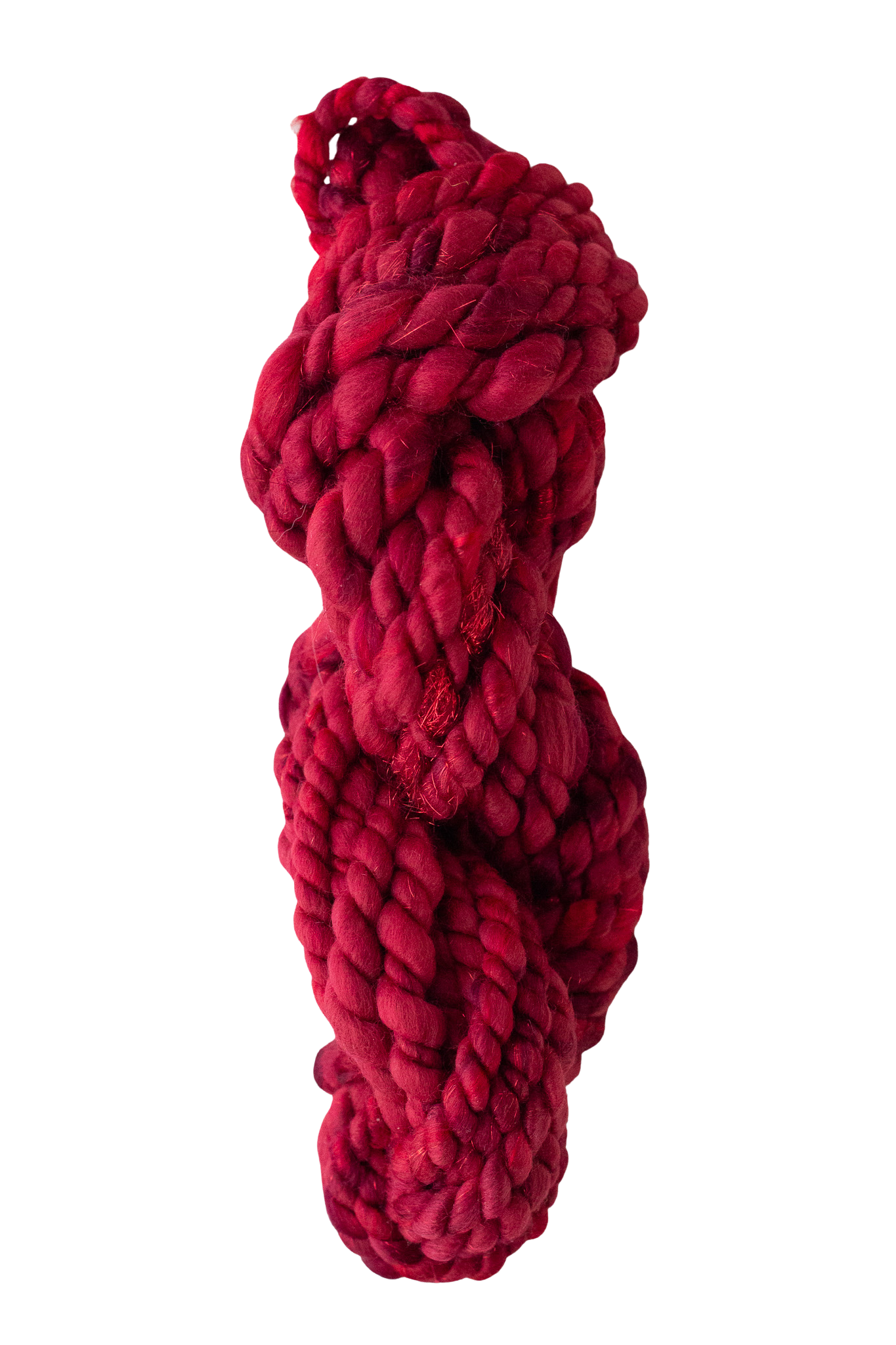 Handspun Two Ply Art Yarn Cranberry Sauce