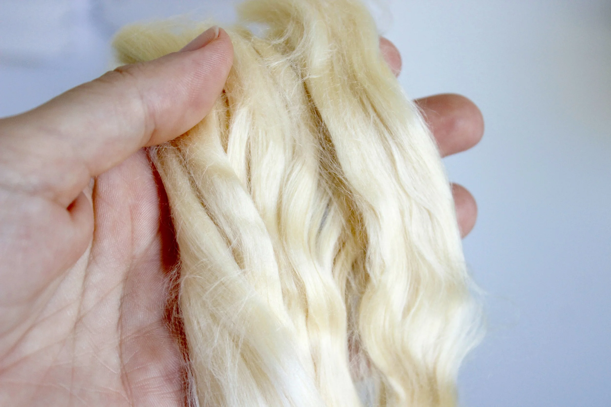 All the fibers I use in my textile art practice as a vegan - Soybean Fiber