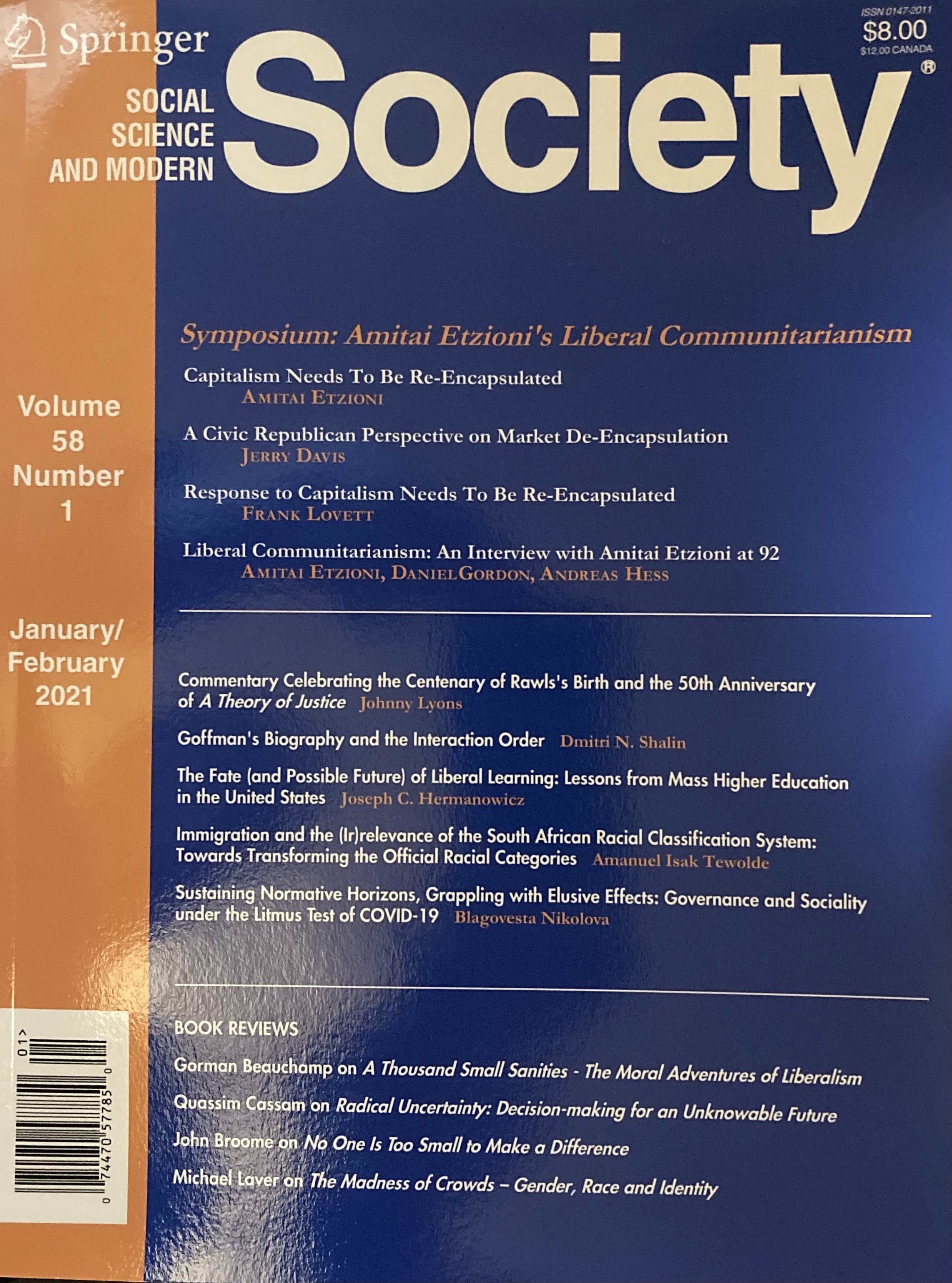 My first  issue of Society as Managing Editor 