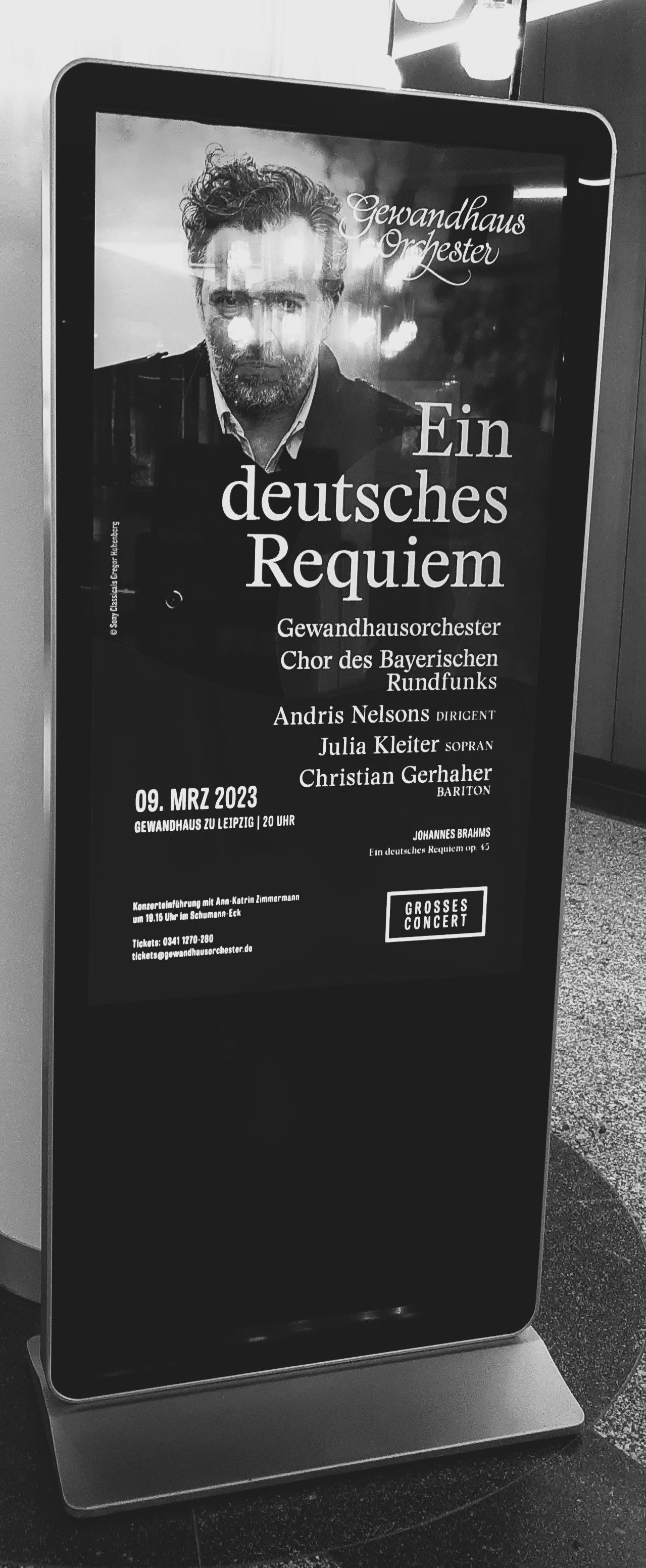 2023.03 Brahms, Ein deutsches Requiem, Chor des Bayerischen Rundfunks, Gewandhaus Orchester, Kleiter, Gerhaher, Nelsons, Gewandhaus, Leipzig, Plakat sw