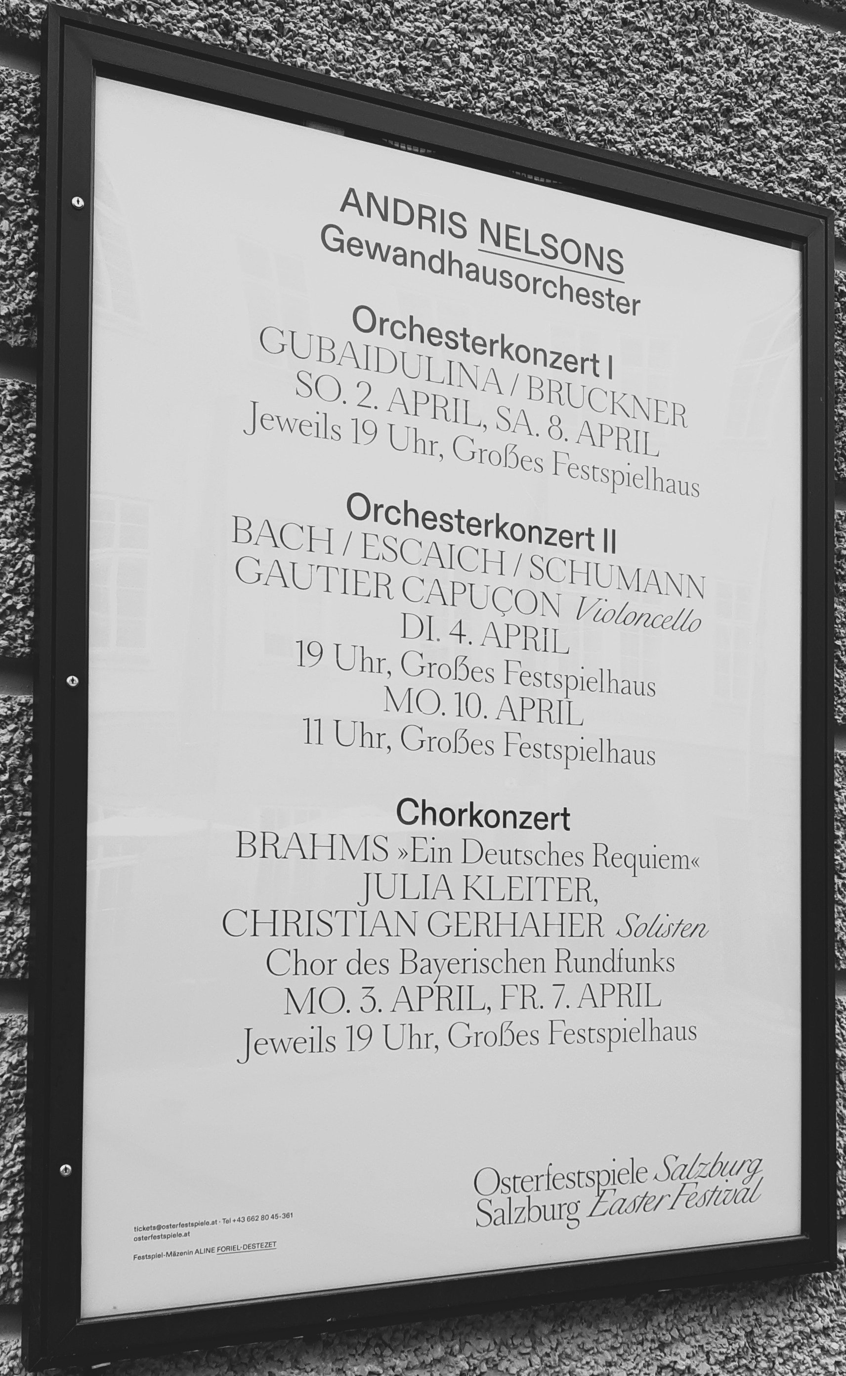 2023.03 Brahms Requiem Kleiter Gerhaher Nelsons Gewandhausorchester Leipzig Chor des Bayerischen Rundfunks Osterfestspiele Salzburg 2023 Plakat sw