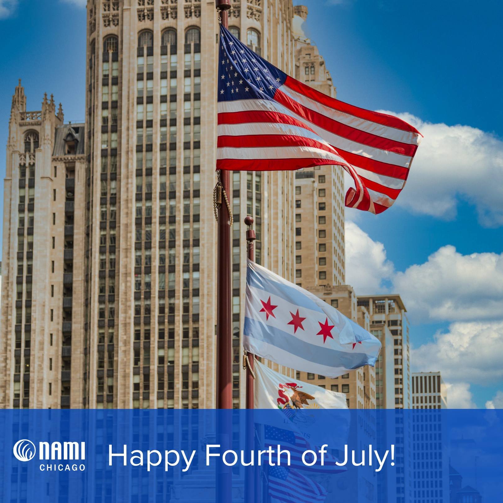 🎆 Happy Fourth of July from all of us at NAMI Chicago! We hope you and your loved ones have a safe and enjoyable holiday. As a reminder, our Helpline is available 10:00 AM - 2:00 PM on July 4 and 9:00 AM - 5:00 PM on July 5.