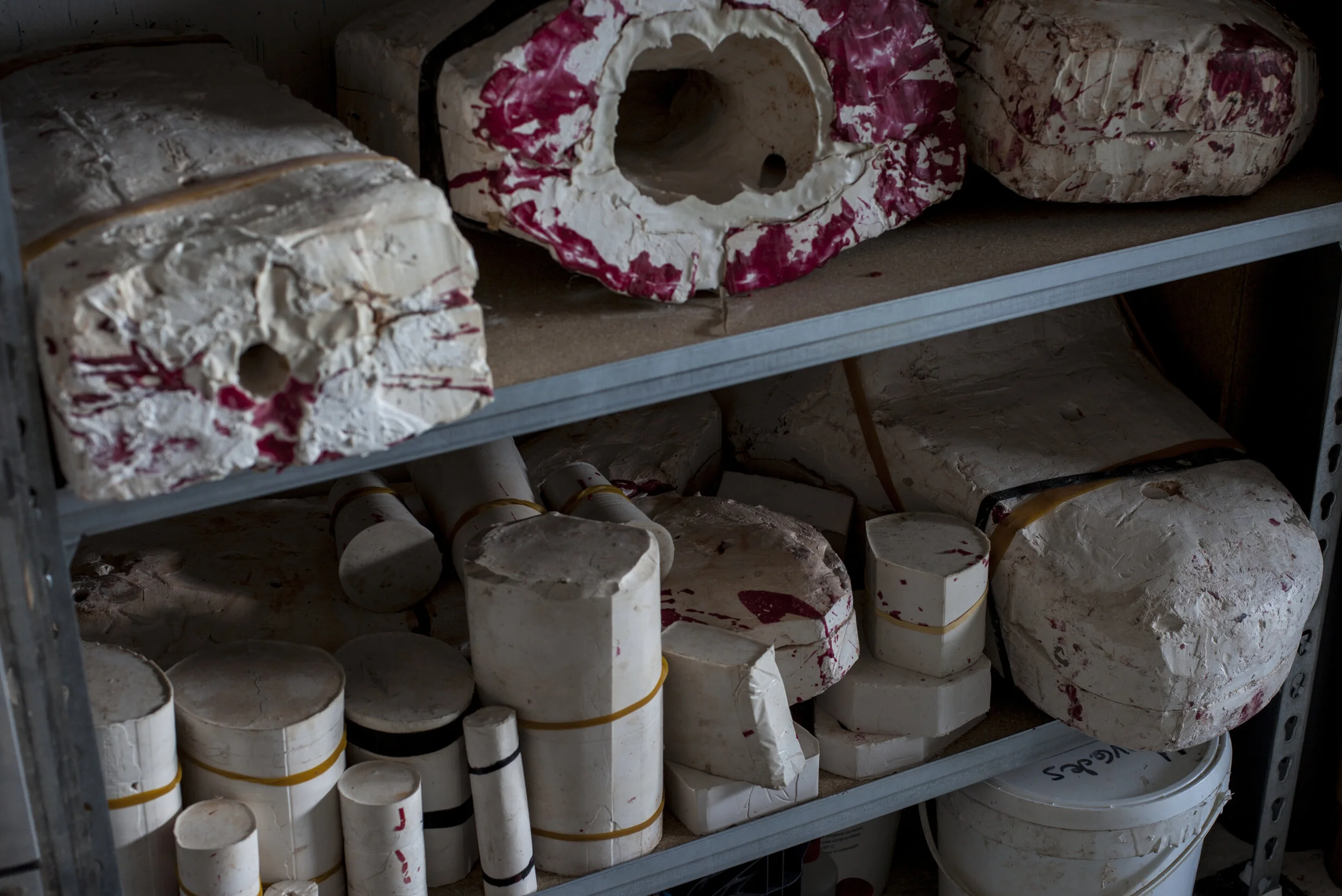 Ivan Larra's plaster casts for the sculpting process